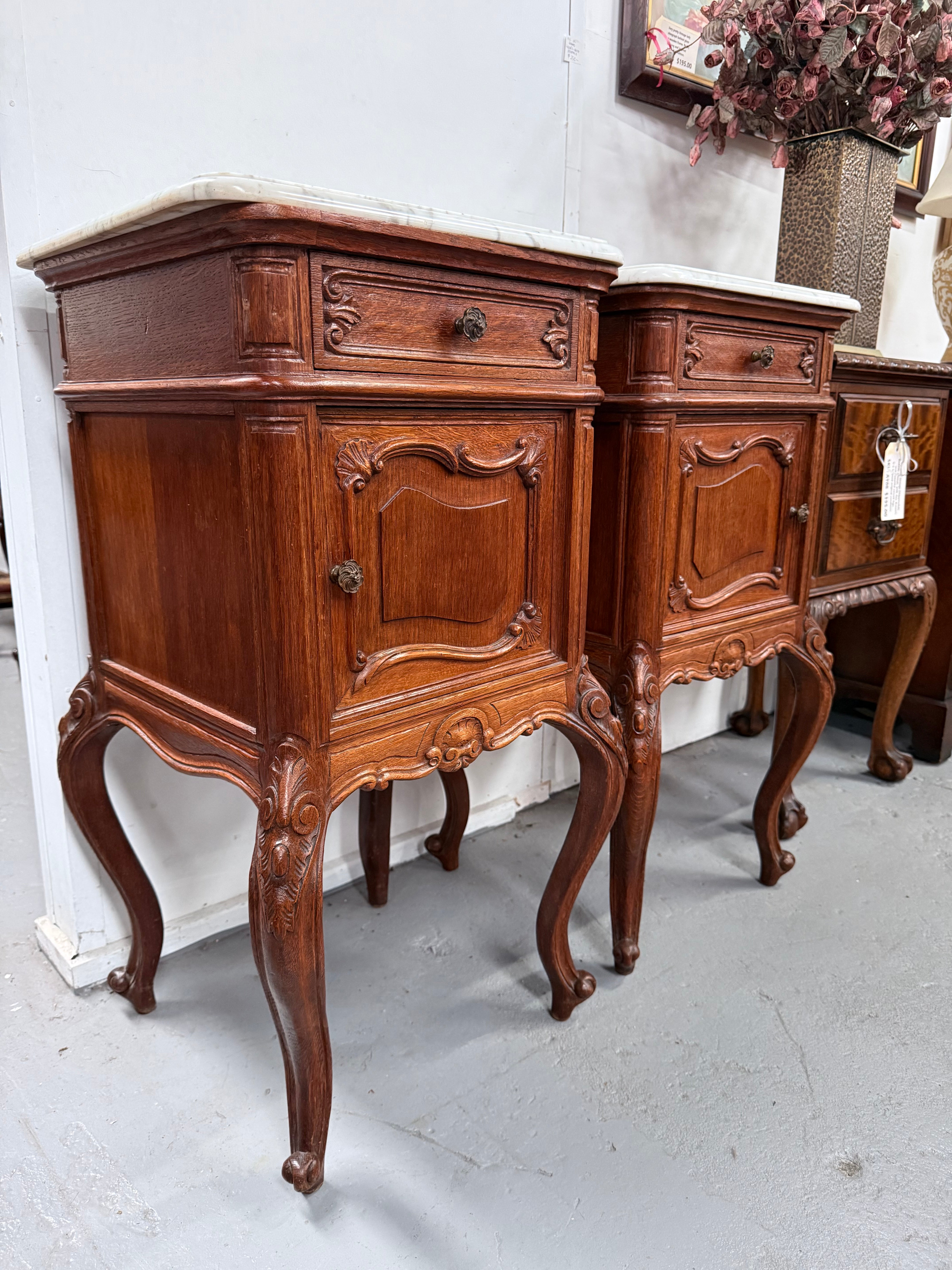 Pair of Louis XVth Style Marble Top Bedsides | Antique & Vintage | Moonee Ponds Antiques | Australia Wide