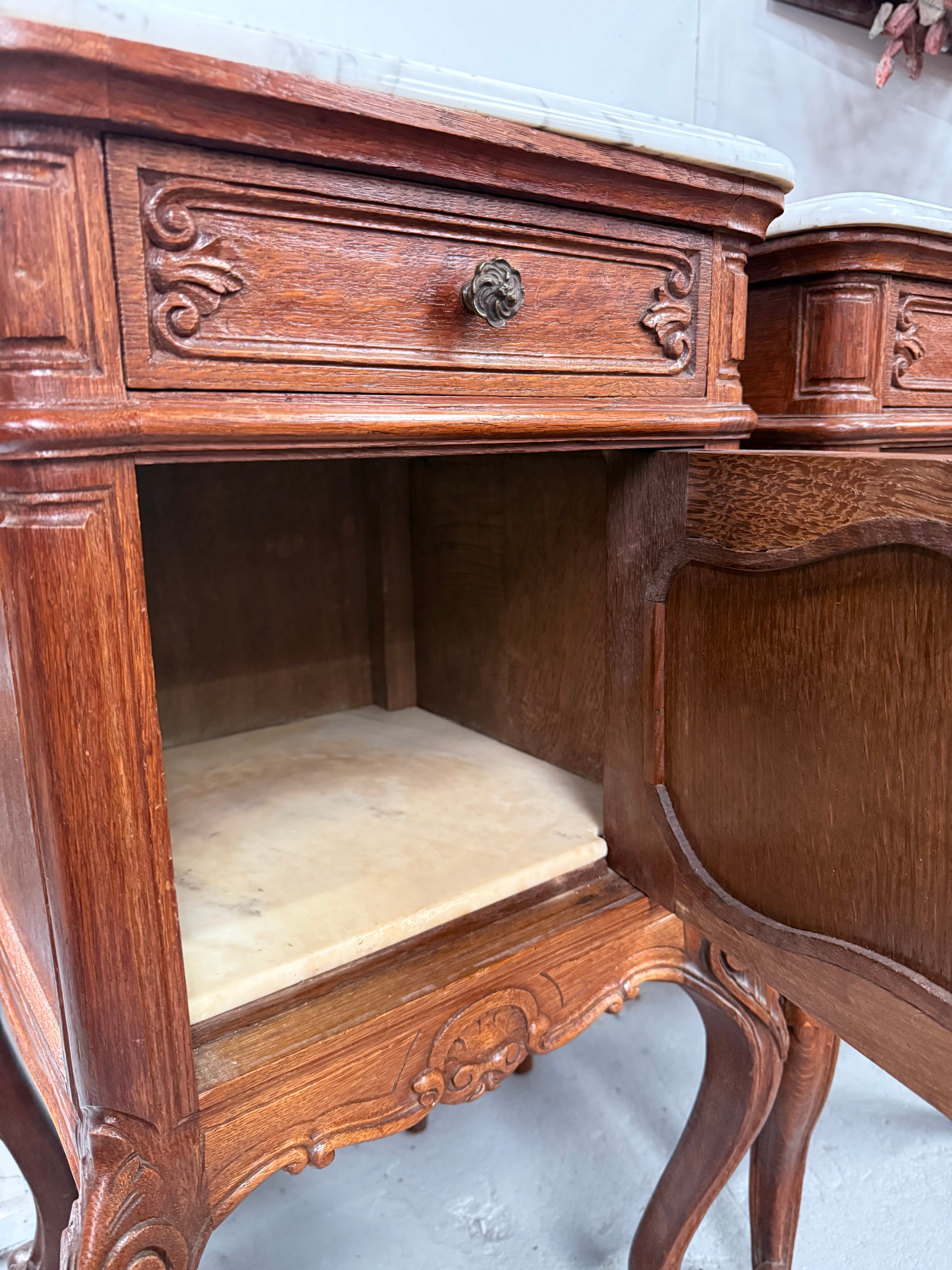 Pair of Louis XVth Style Marble Top Bedsides | Antique & Vintage | Moonee Ponds Antiques | Australia Wide