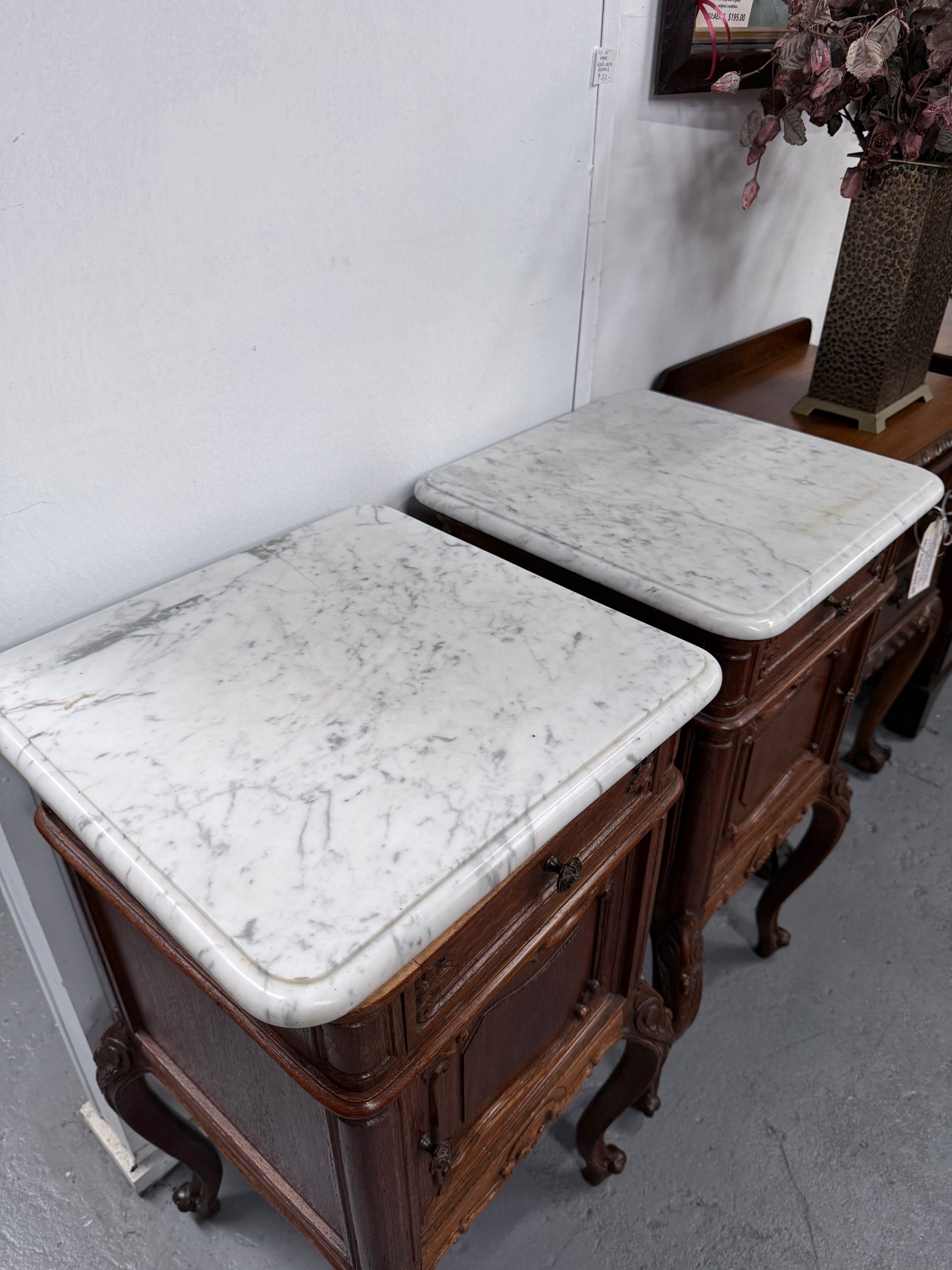 Pair of Louis XVth Style Marble Top Bedsides | Antique & Vintage | Moonee Ponds Antiques | Australia Wide