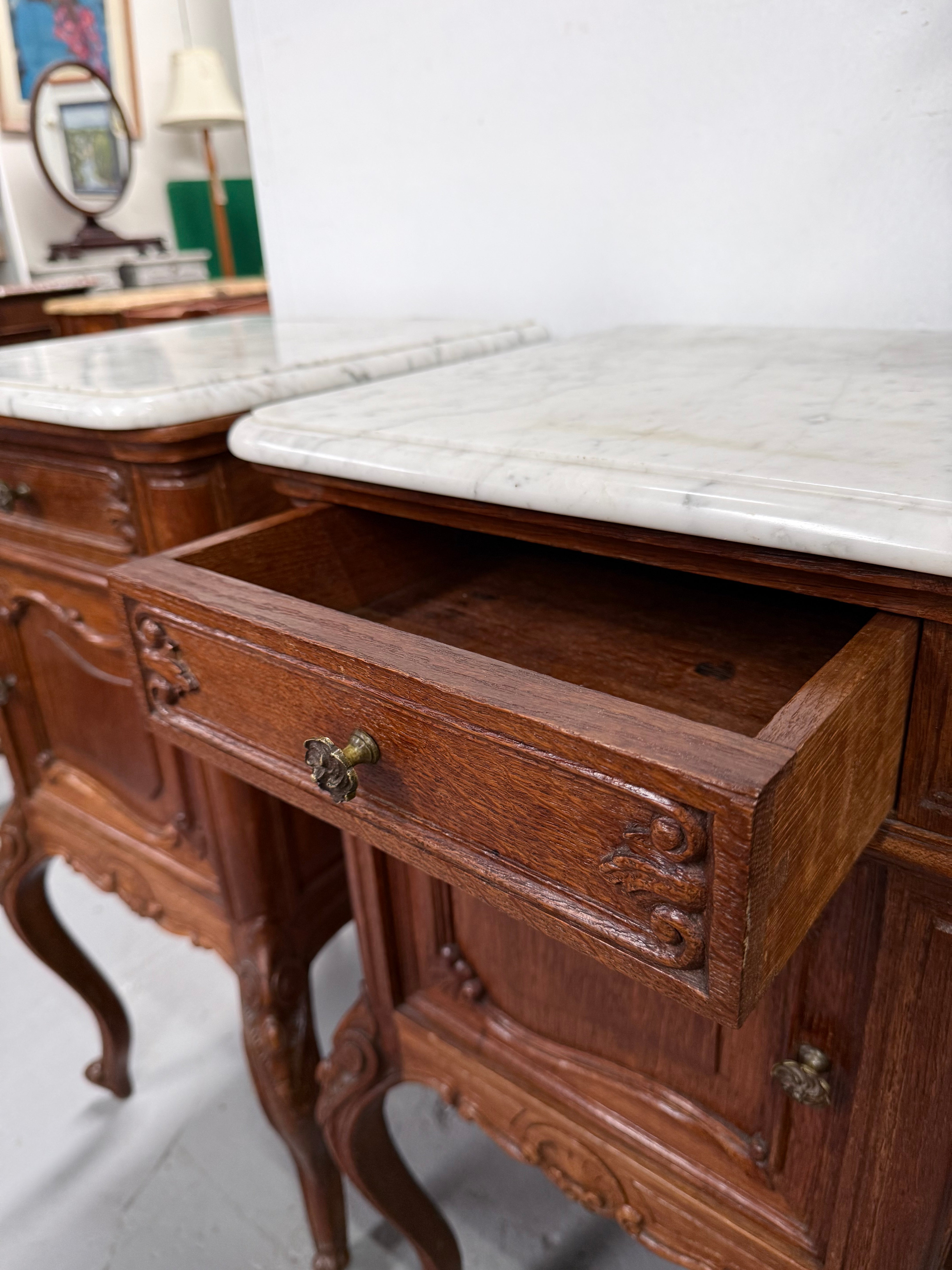 Pair of Louis XVth Style Marble Top Bedsides | Antique & Vintage | Moonee Ponds Antiques | Australia Wide