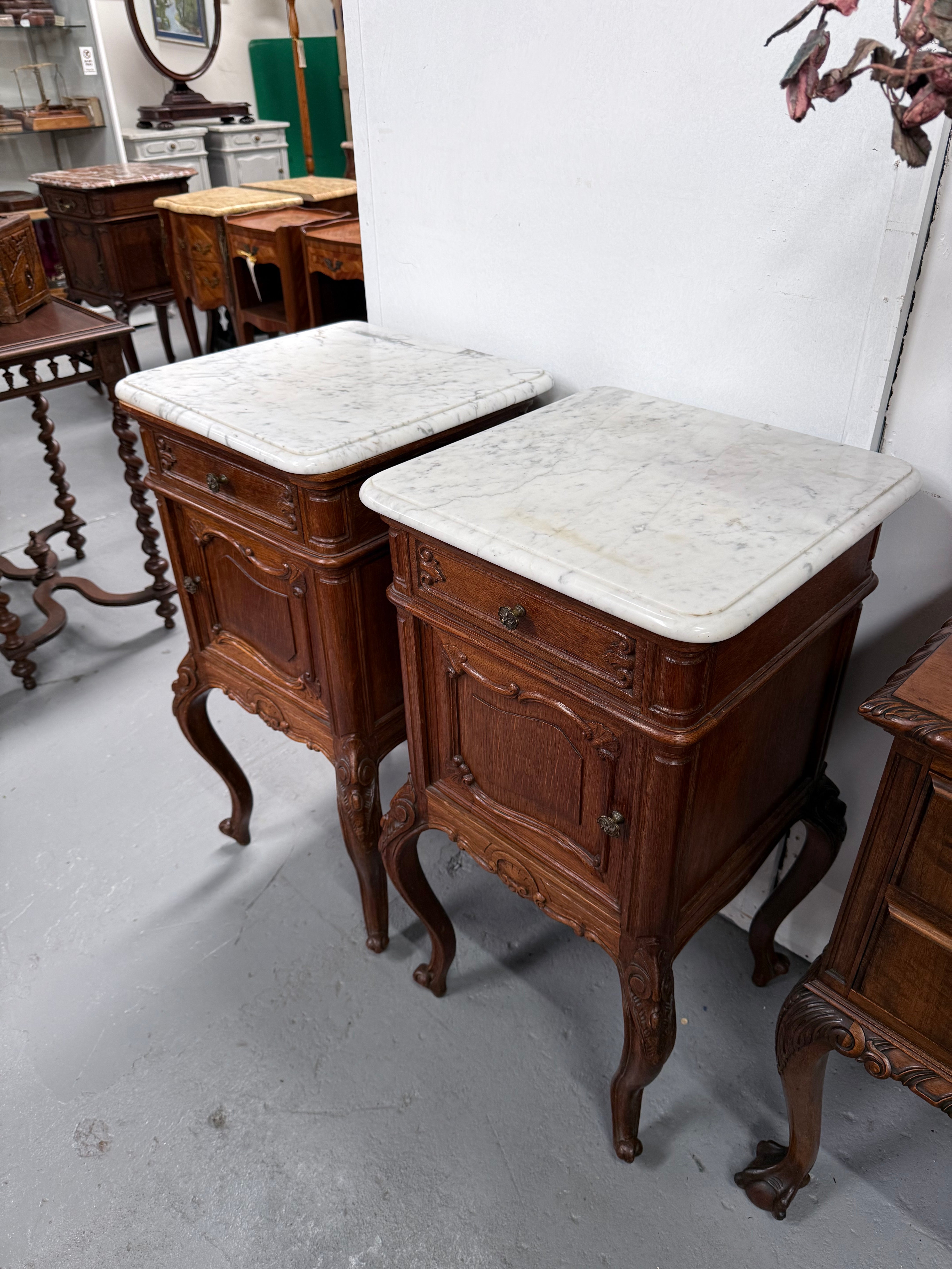 Pair of Louis XVth Style Marble Top Bedsides | Antique & Vintage | Moonee Ponds Antiques | Australia Wide