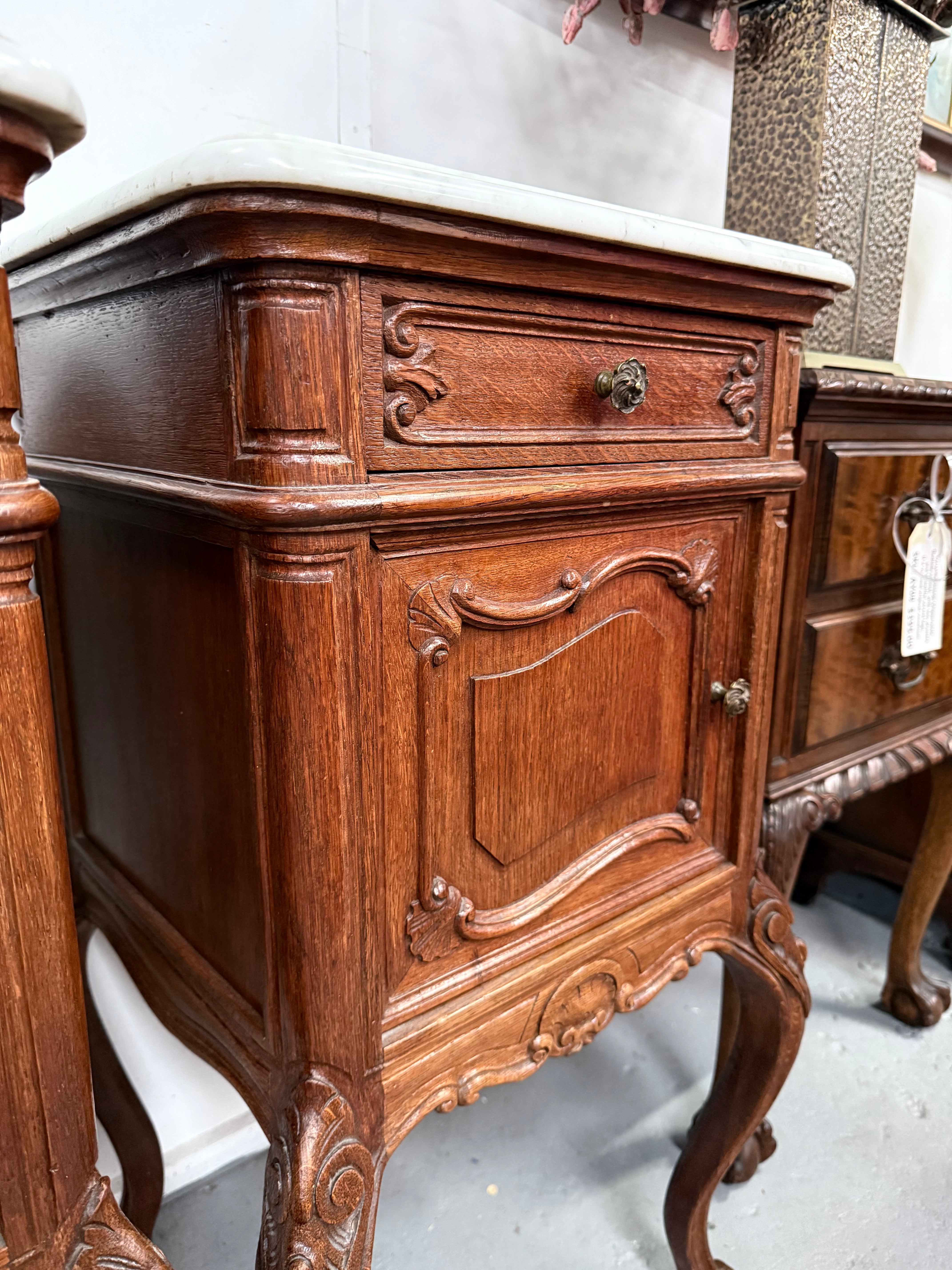 Pair of Louis XVth Style Marble Top Bedsides | Antique & Vintage | Moonee Ponds Antiques | Australia Wide