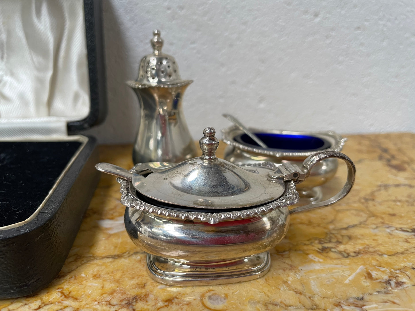 Antique Boxed Sterling Silver Cruet Set