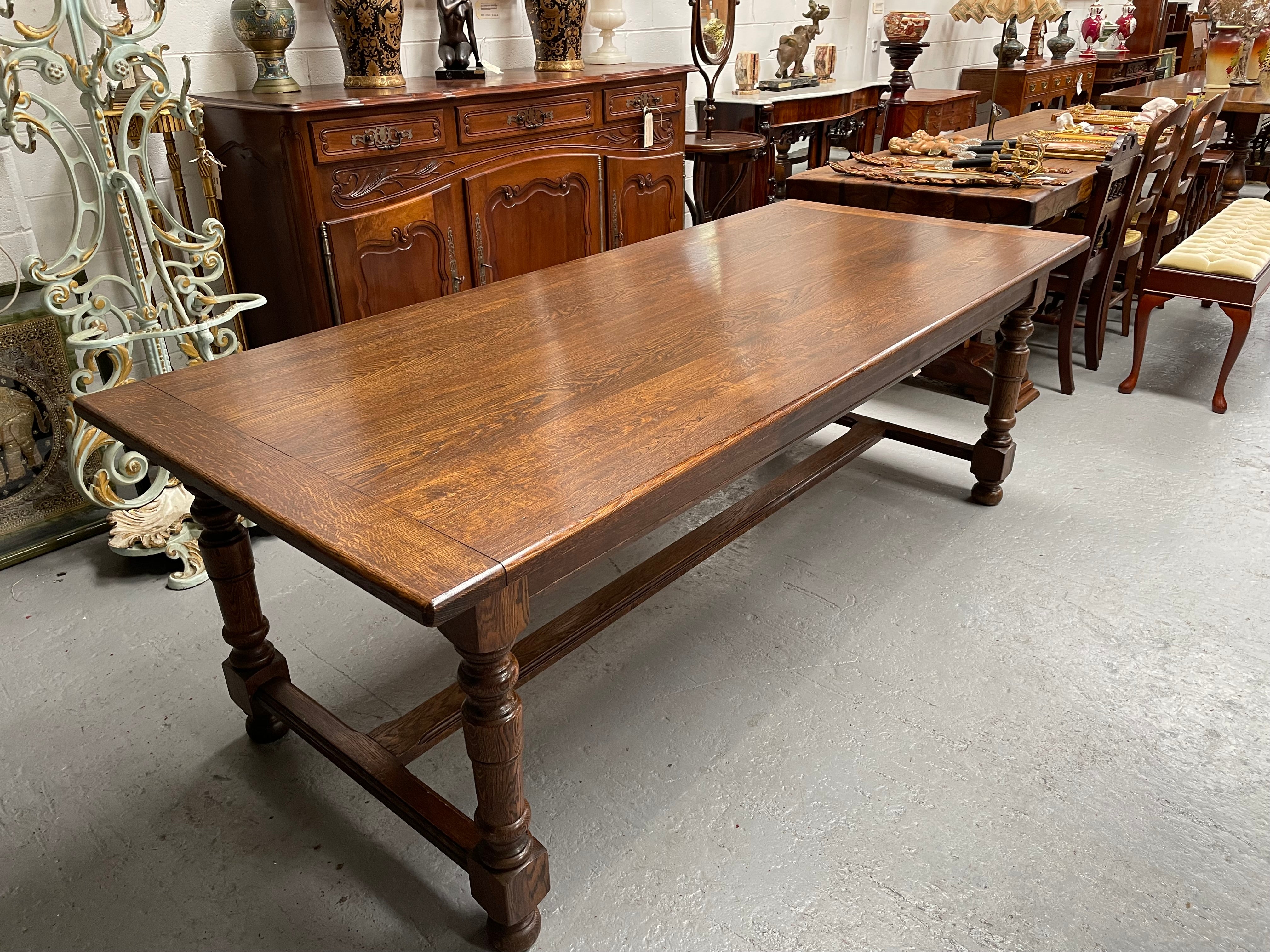 French Oak Stretcher Base Farmhouse Dining Table | Antique & Vintage | Moonee Ponds Antiques | Australia Wide Delivery
