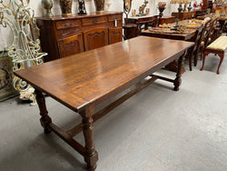 French Oak Stretcher Base Farmhouse Dining Table | Antique & Vintage | Moonee Ponds Antiques | Australia Wide Delivery
