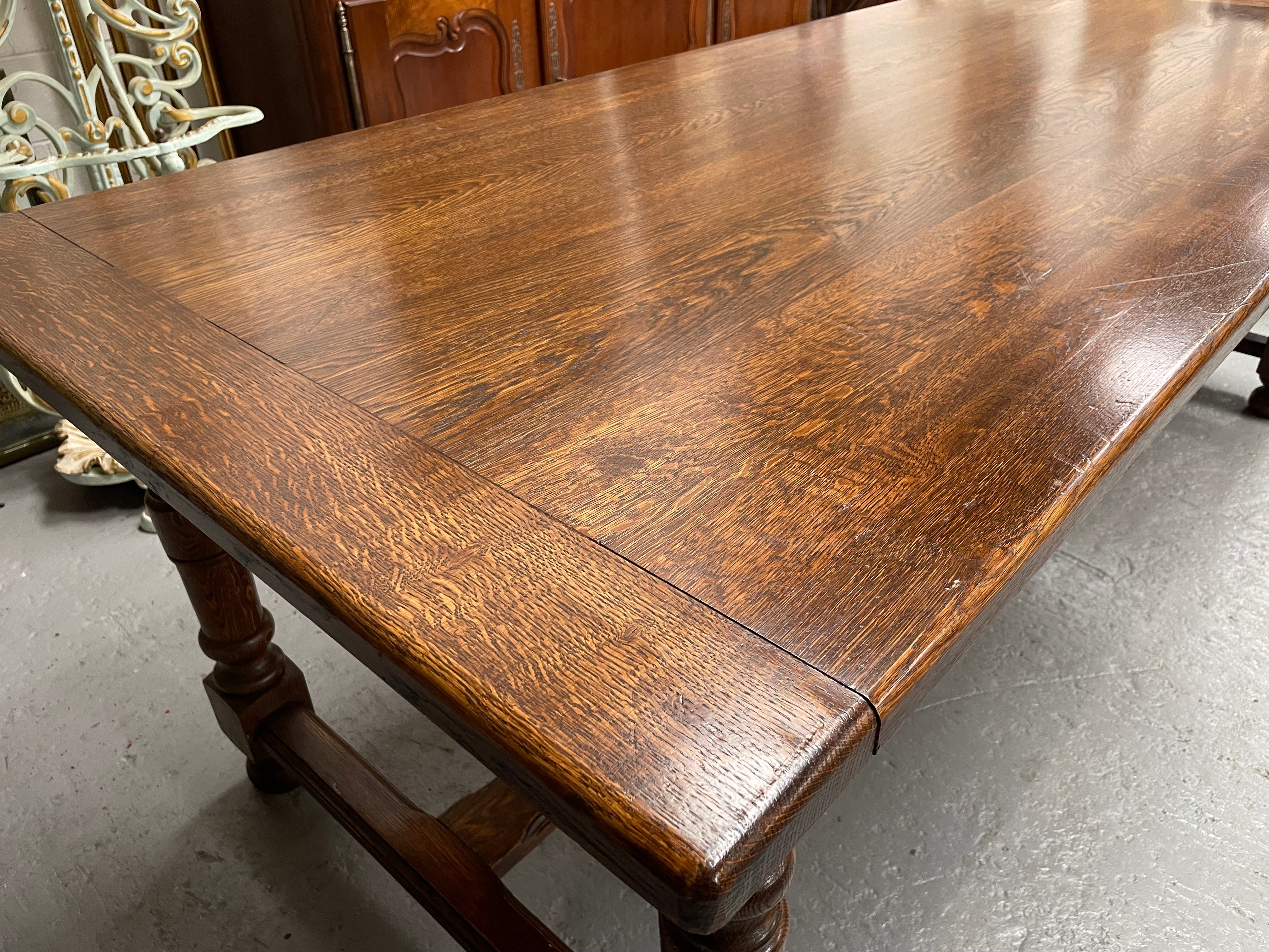 French Oak Stretcher Base Farmhouse Dining Table | Antique & Vintage | Moonee Ponds Antiques | Australia Wide Delivery