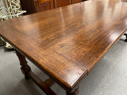 French Oak Stretcher Base Farmhouse Dining Table | Antique & Vintage | Moonee Ponds Antiques | Australia Wide Delivery