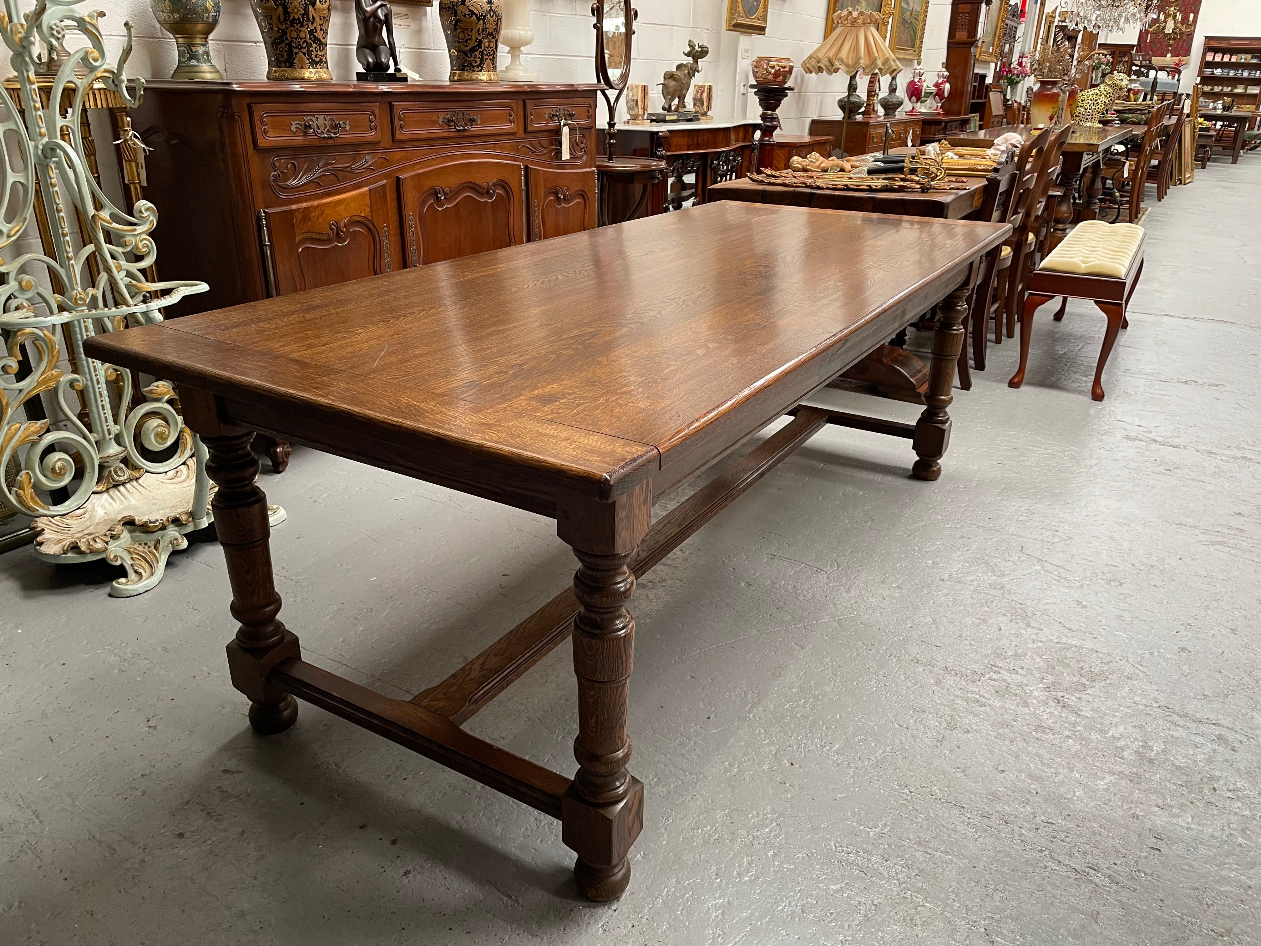 French Oak Stretcher Base Farmhouse Dining Table | Antique & Vintage | Moonee Ponds Antiques | Australia Wide Delivery