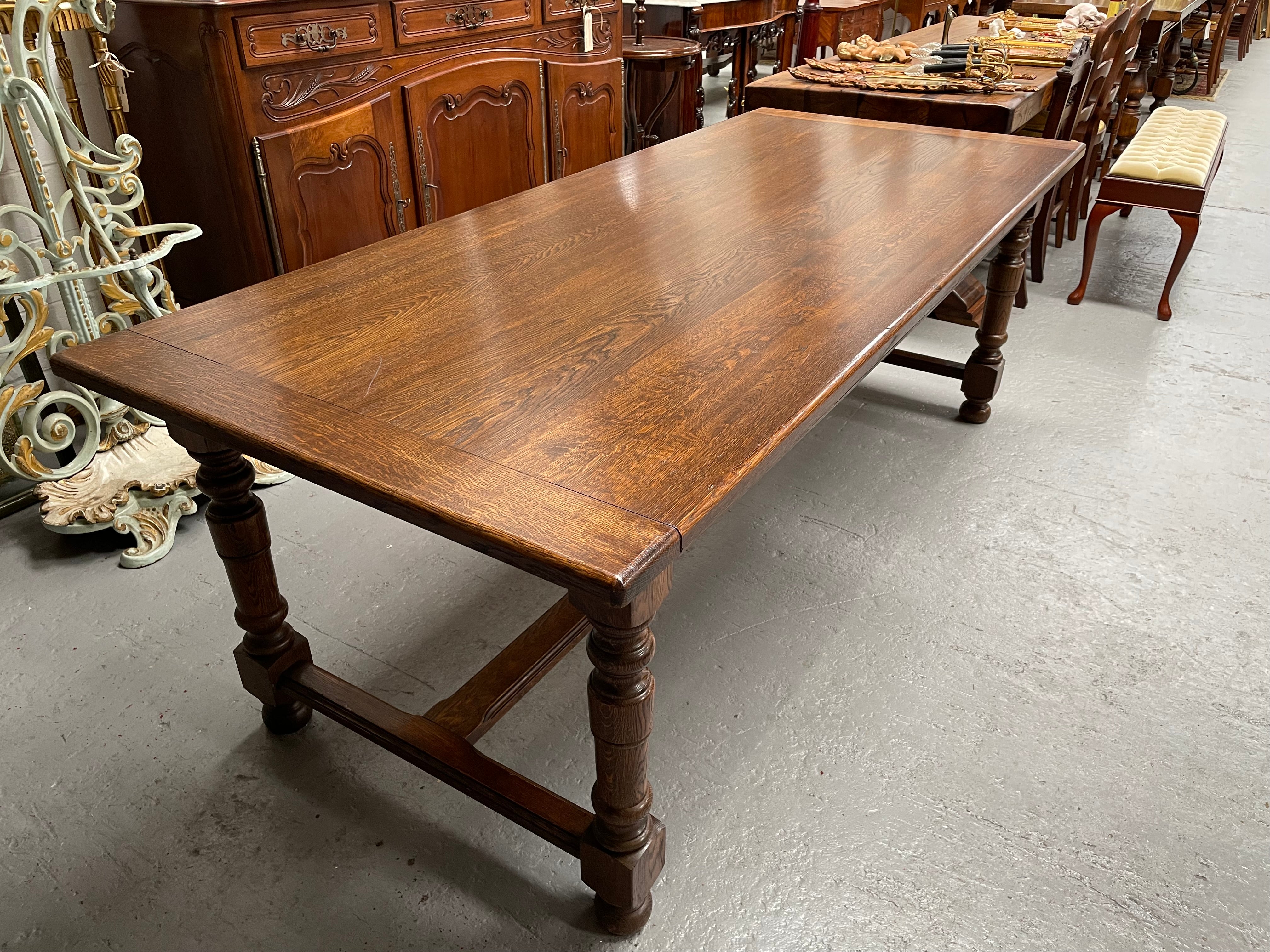 French Oak Stretcher Base Farmhouse Dining Table | Antique & Vintage | Moonee Ponds Antiques | Australia Wide Delivery