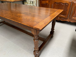 French Oak Stretcher Base Farmhouse Dining Table | Antique & Vintage | Moonee Ponds Antiques | Australia Wide Delivery