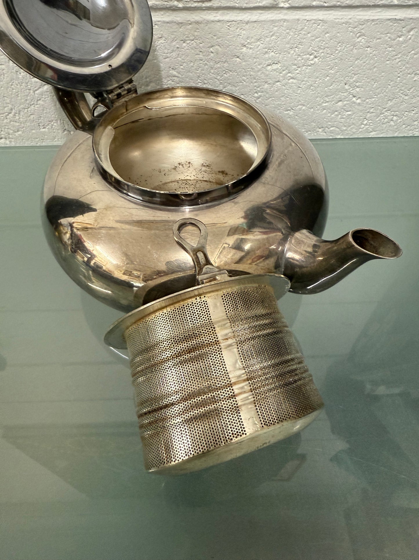 Vintage Heavy Silver Plate Robur Teapot & Infuser