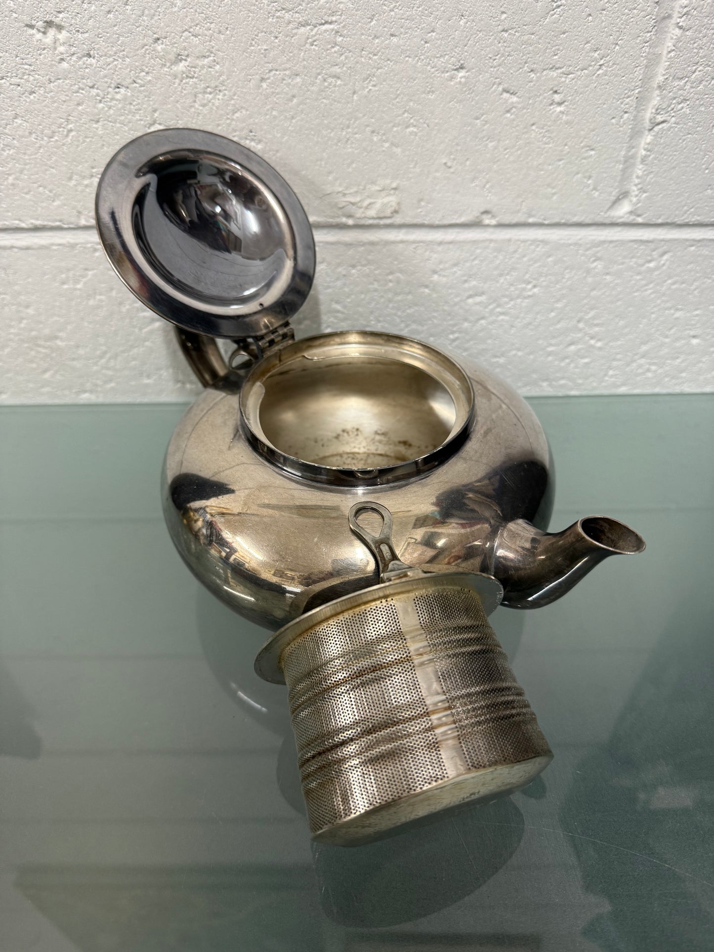Vintage Heavy Silver Plate Robur Teapot & Infuser