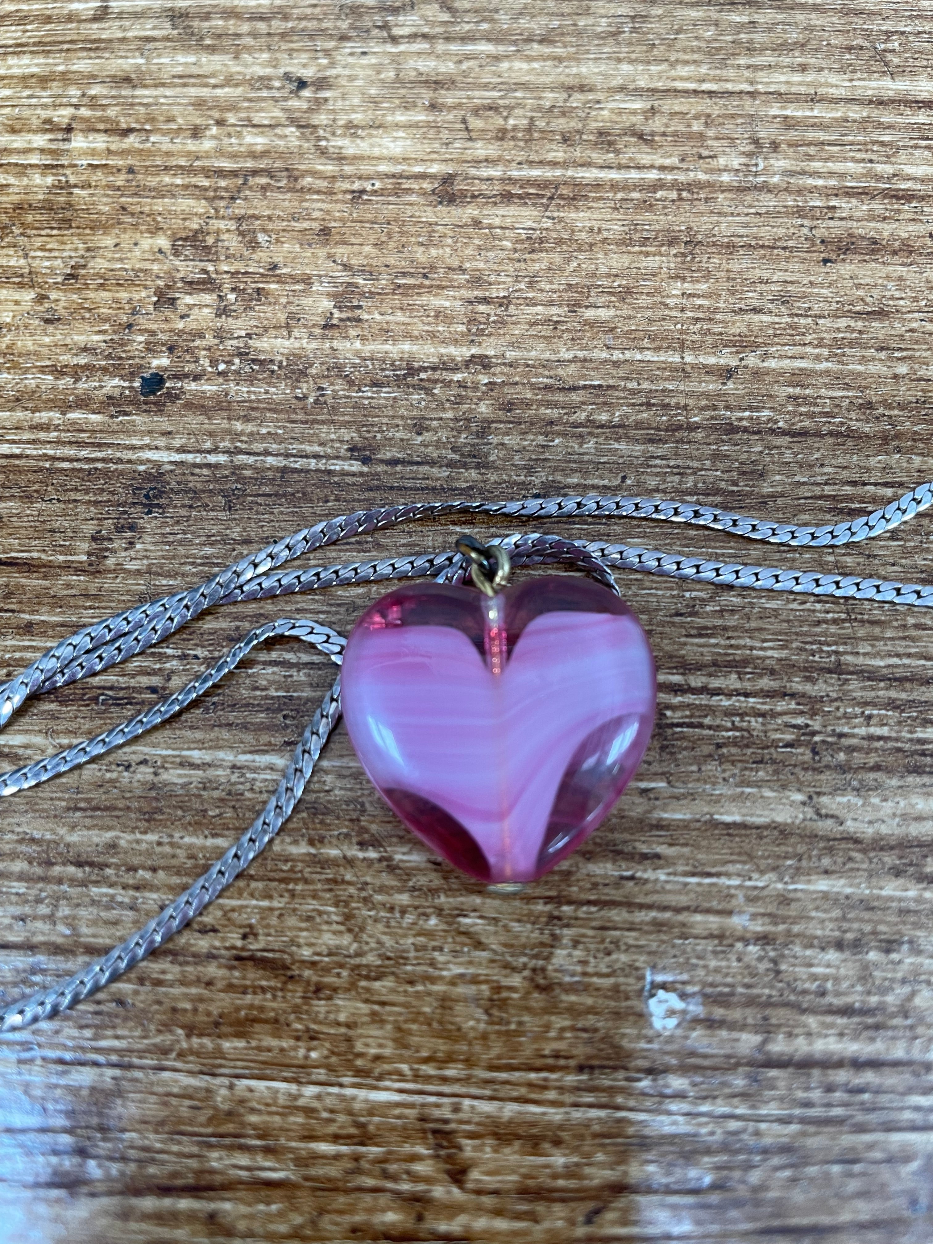 Vintage Sterling Silver Chain & Heart Shaped Glass Pendant | Antique & Vintage | Moonee Ponds Antiques | Australia Wide Delivery