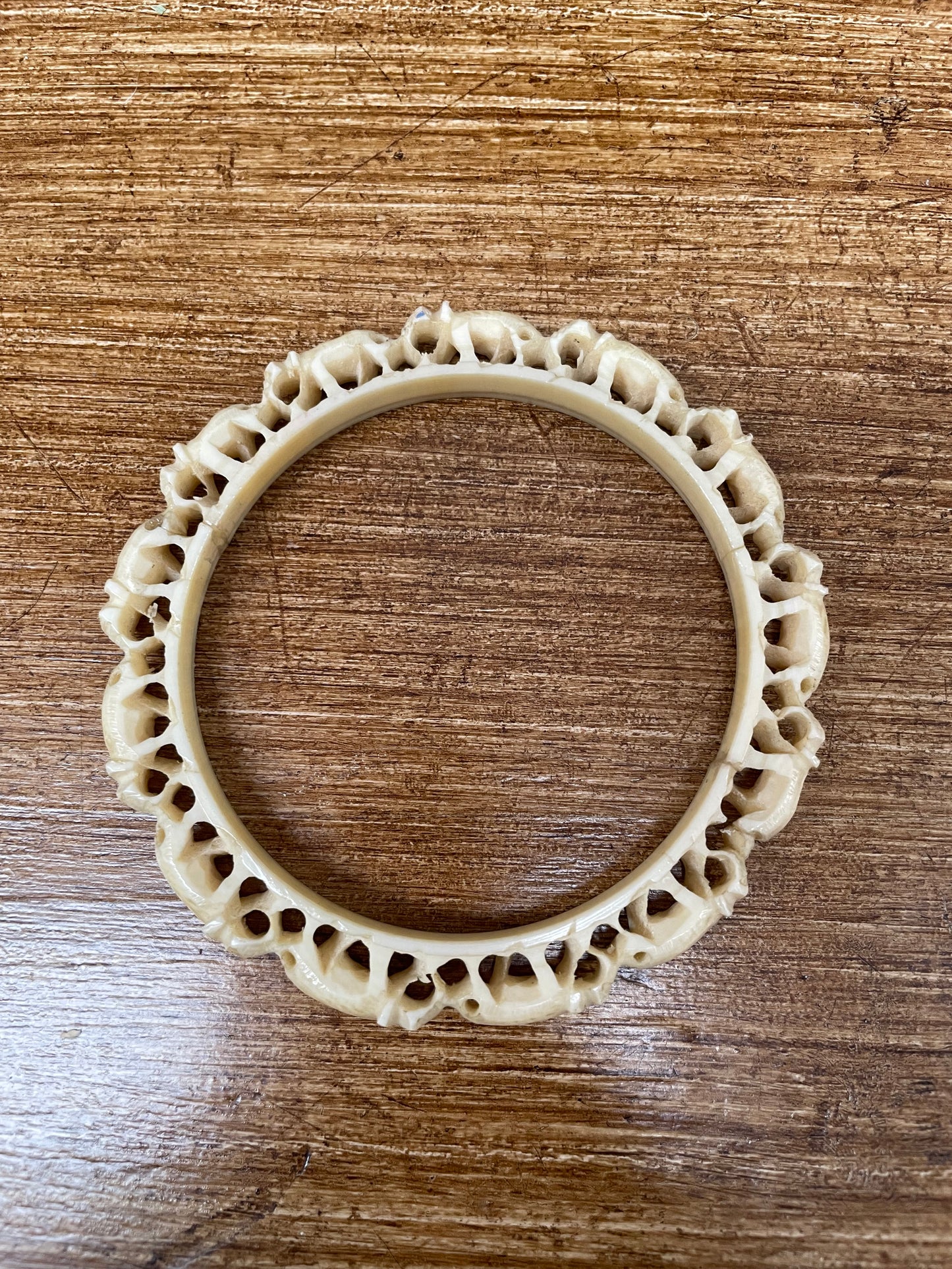 Vintage Carved Bone Elephant Bangle