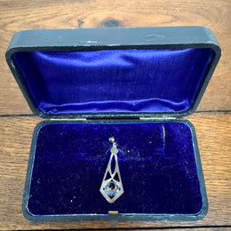 Vintage 9ct Silver Lined Pendant With Blue Stone