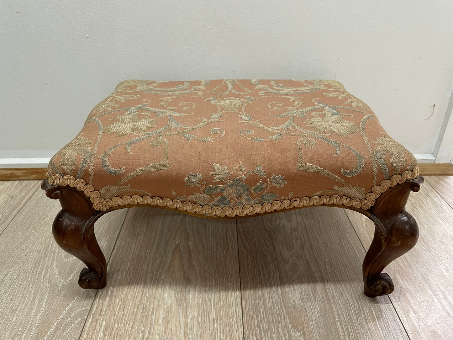 Victorian Walnut Upholstered Footstool