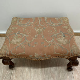 Victorian Walnut Upholstered Footstool