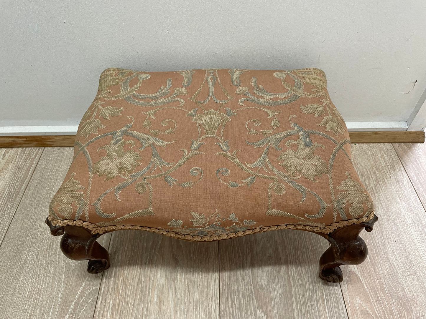 Victorian Walnut Upholstered Footstool