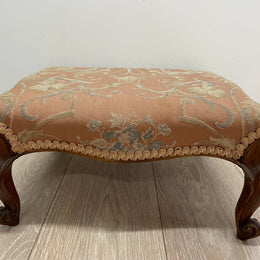 Victorian Walnut Upholstered Footstool
