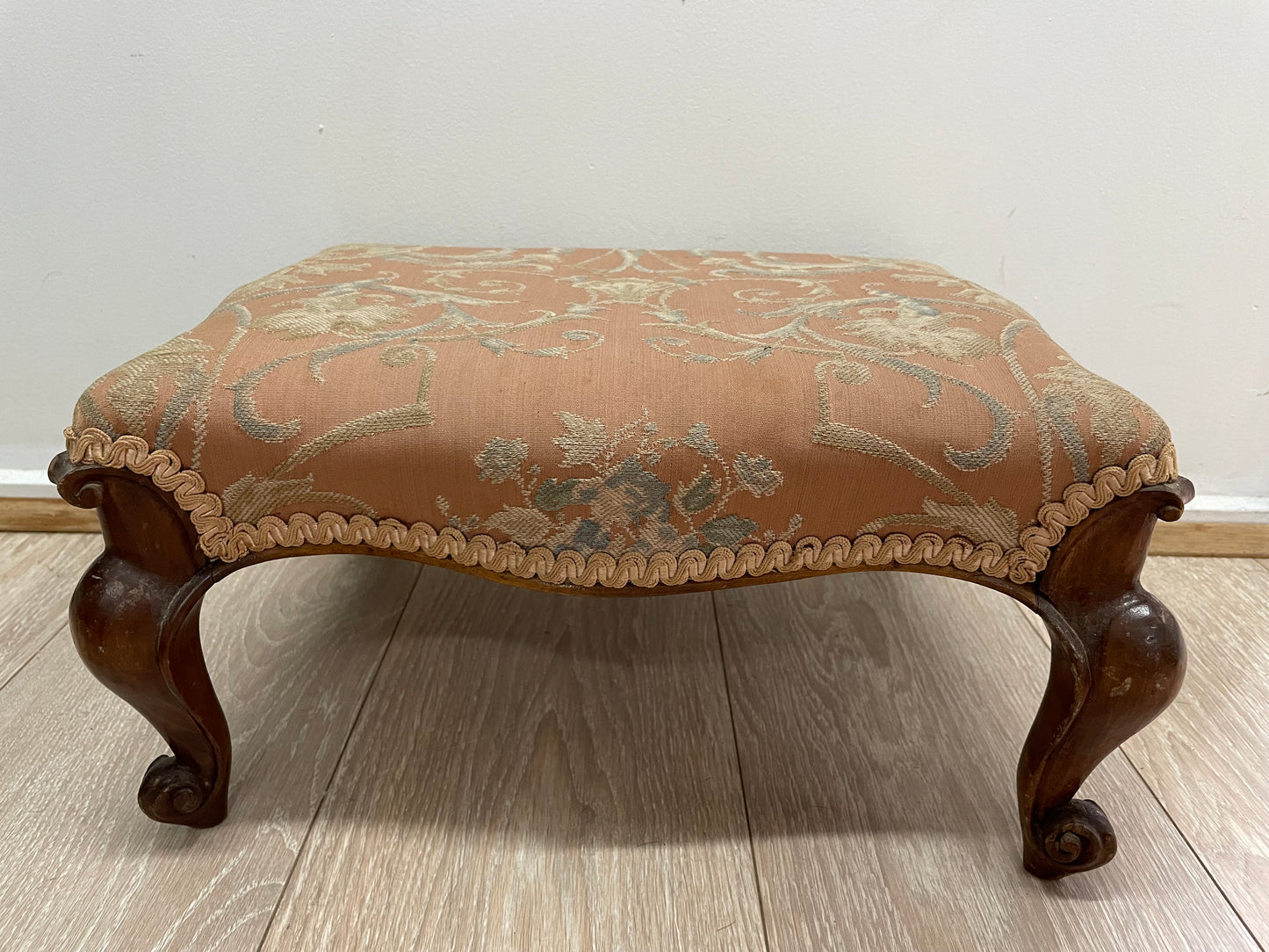 Victorian Walnut Upholstered Footstool