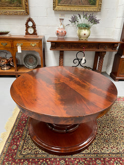 Victorian Flame Mahogany Circular Coffee Table | Antique & Vintage | Moonee Ponds Antiques | Australia Wide Delivery
