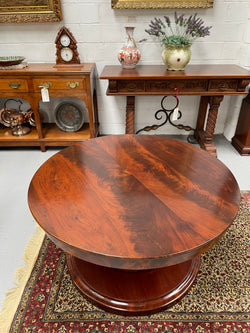 Victorian Flame Mahogany Circular Coffee Table | Antique & Vintage | Moonee Ponds Antiques | Australia Wide Delivery