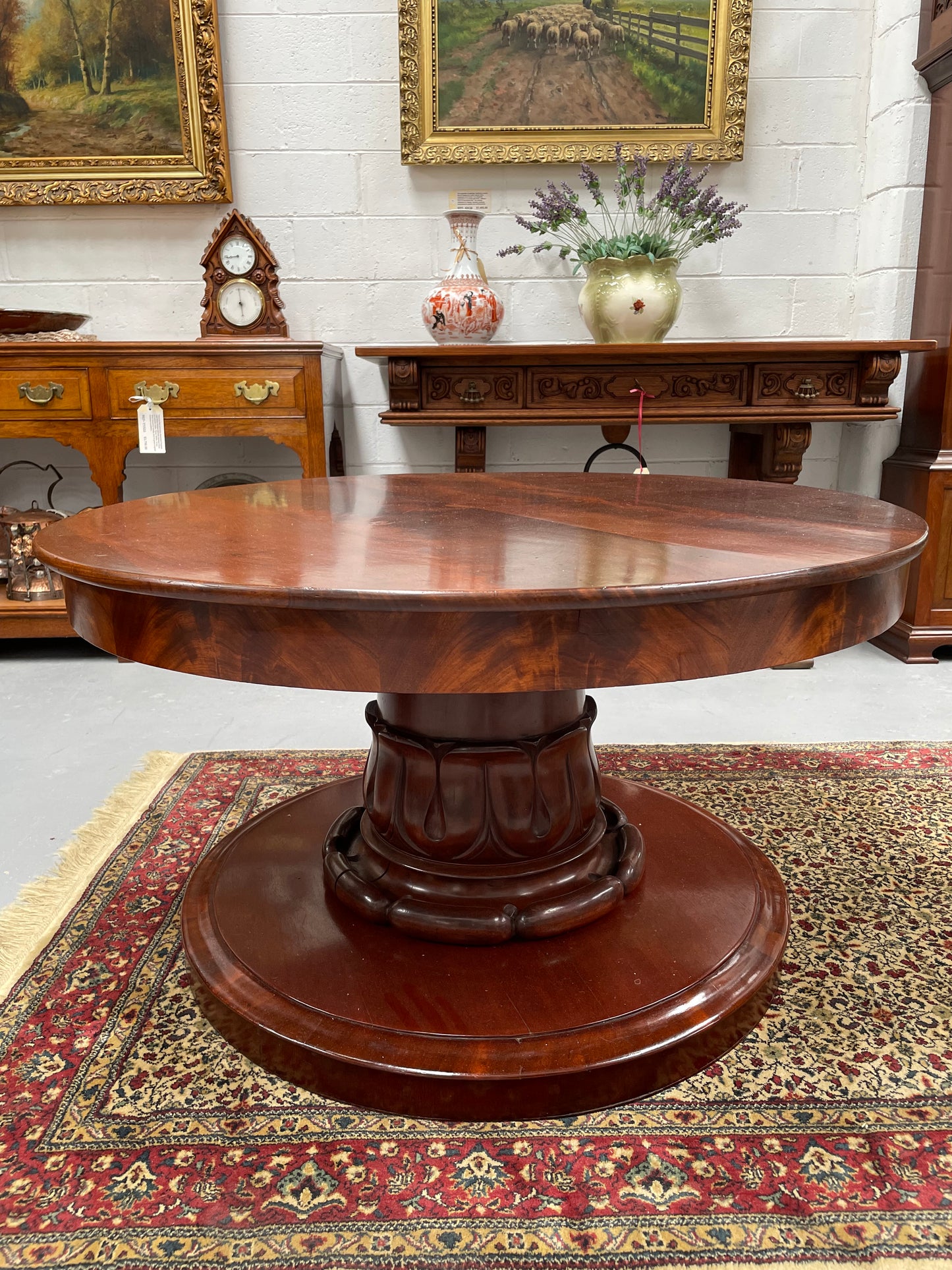 Victorian Flame Mahogany Circular Coffee Table