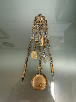 Victorian Silver & Gilt Metal Chatelaine with Attachments | Antique & Vintage | Moonee Ponds Antiques | Australia Wide Delivery