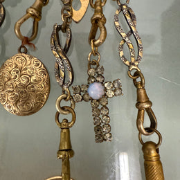 Victorian Silver & Gilt Metal Chatelaine with Attachments