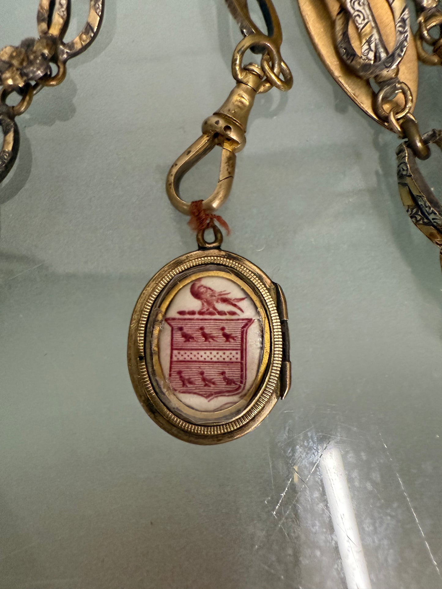 Victorian Silver & Gilt Metal Chatelaine with Attachments