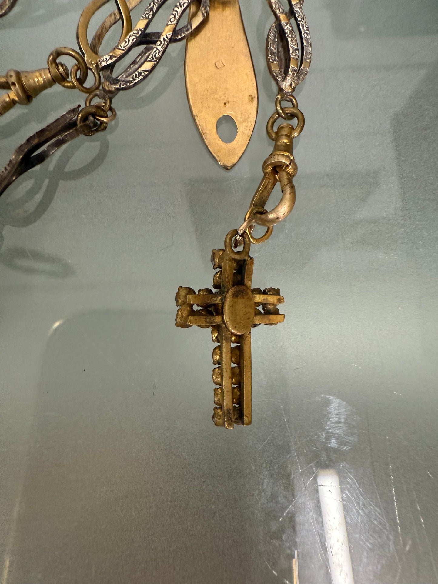 Victorian Silver & Gilt Metal Chatelaine with Attachments