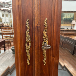 French Walnut Louis XV Style Two Mirrored Door Armoire