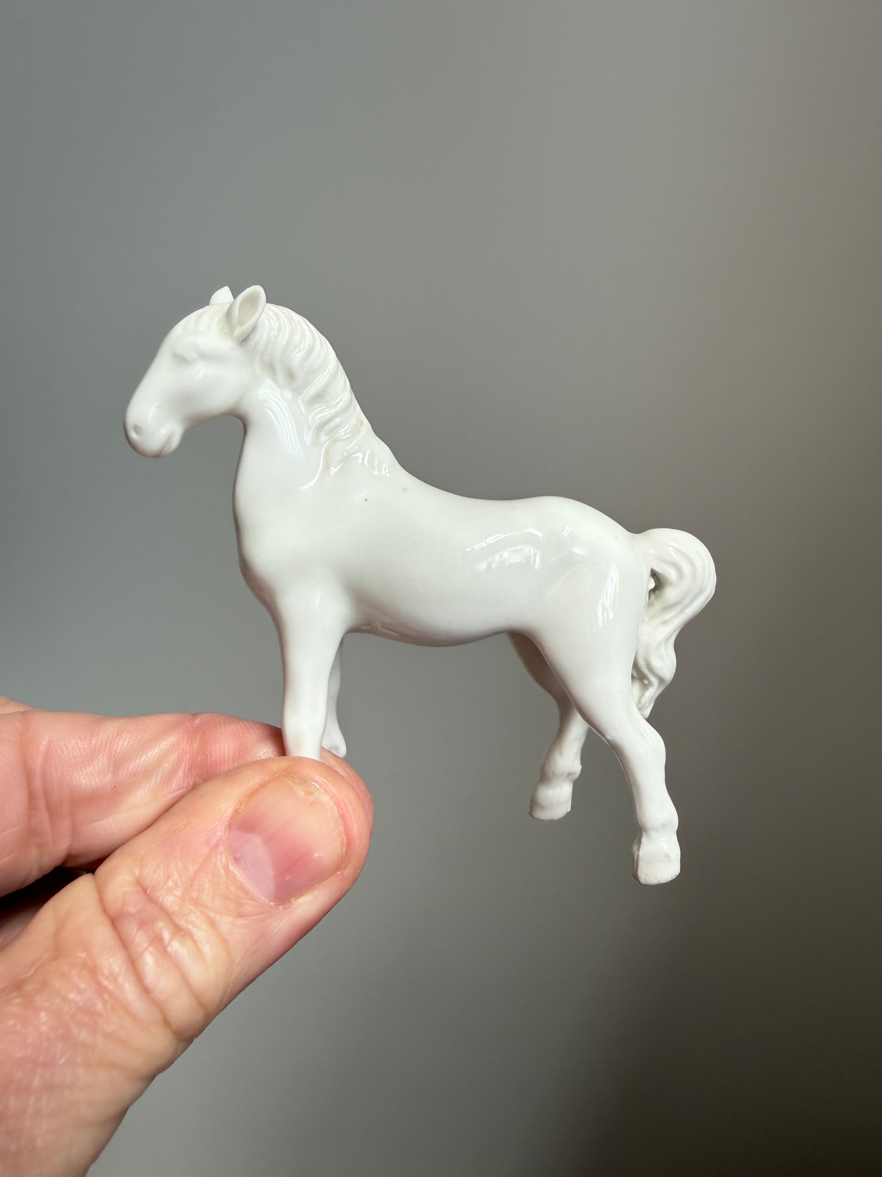 Vintage Set of Five Blanc de Chine Horse Figurines
