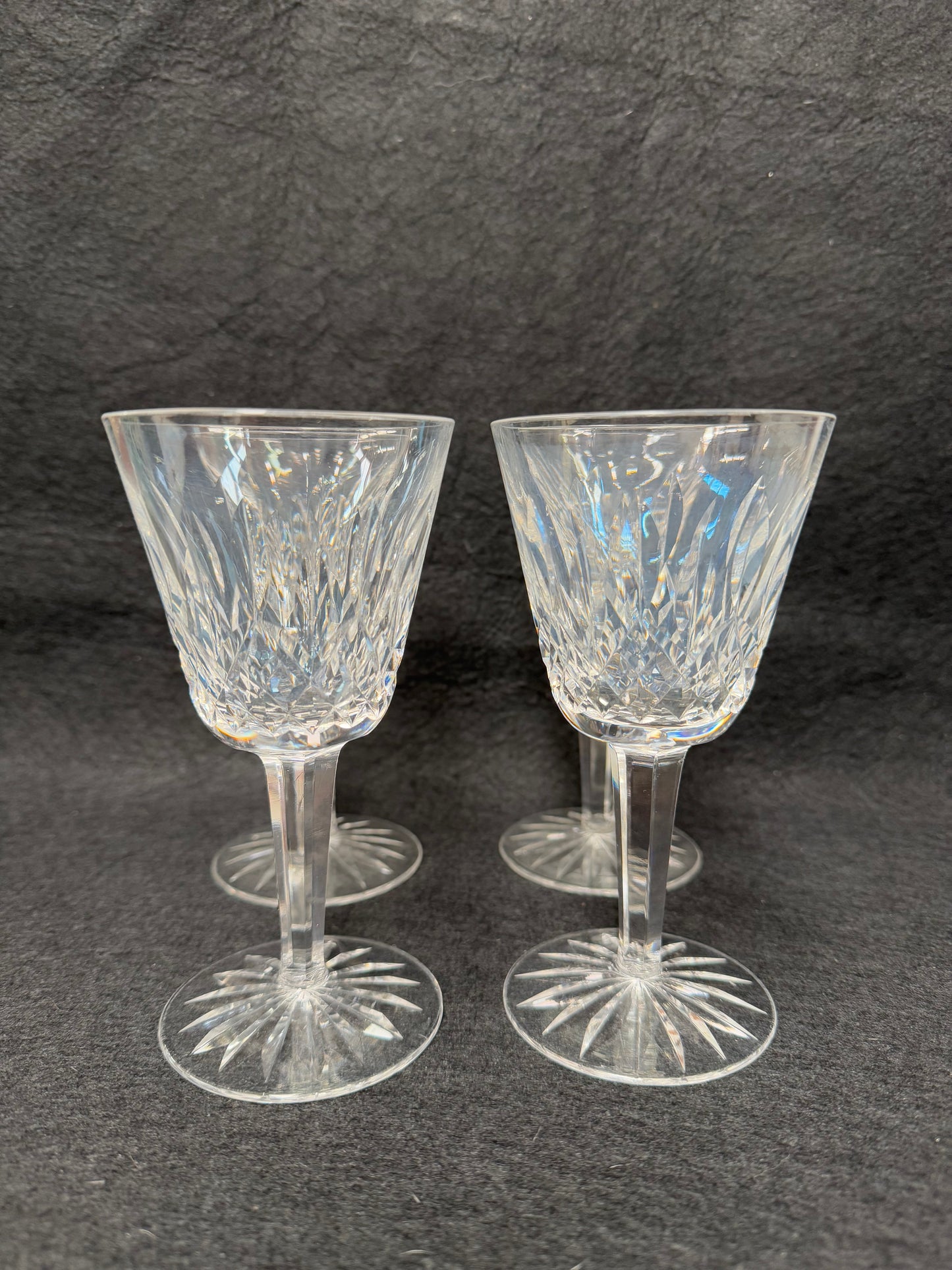 Set of Four Vintage Waterford Crystal Wine Glasses With Lismore Pattern
