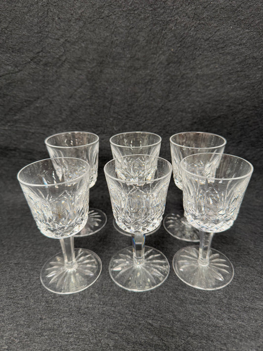 Set of Six Vintage Waterford Crystal Wine Glasses With Lismore Pattern