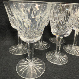Set of Six Vintage Waterford Crystal Wine Glasses With Lismore Pattern
