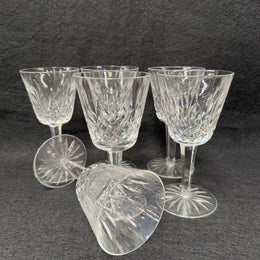 Set of Six Vintage Waterford Crystal Wine Glasses With Lismore Pattern