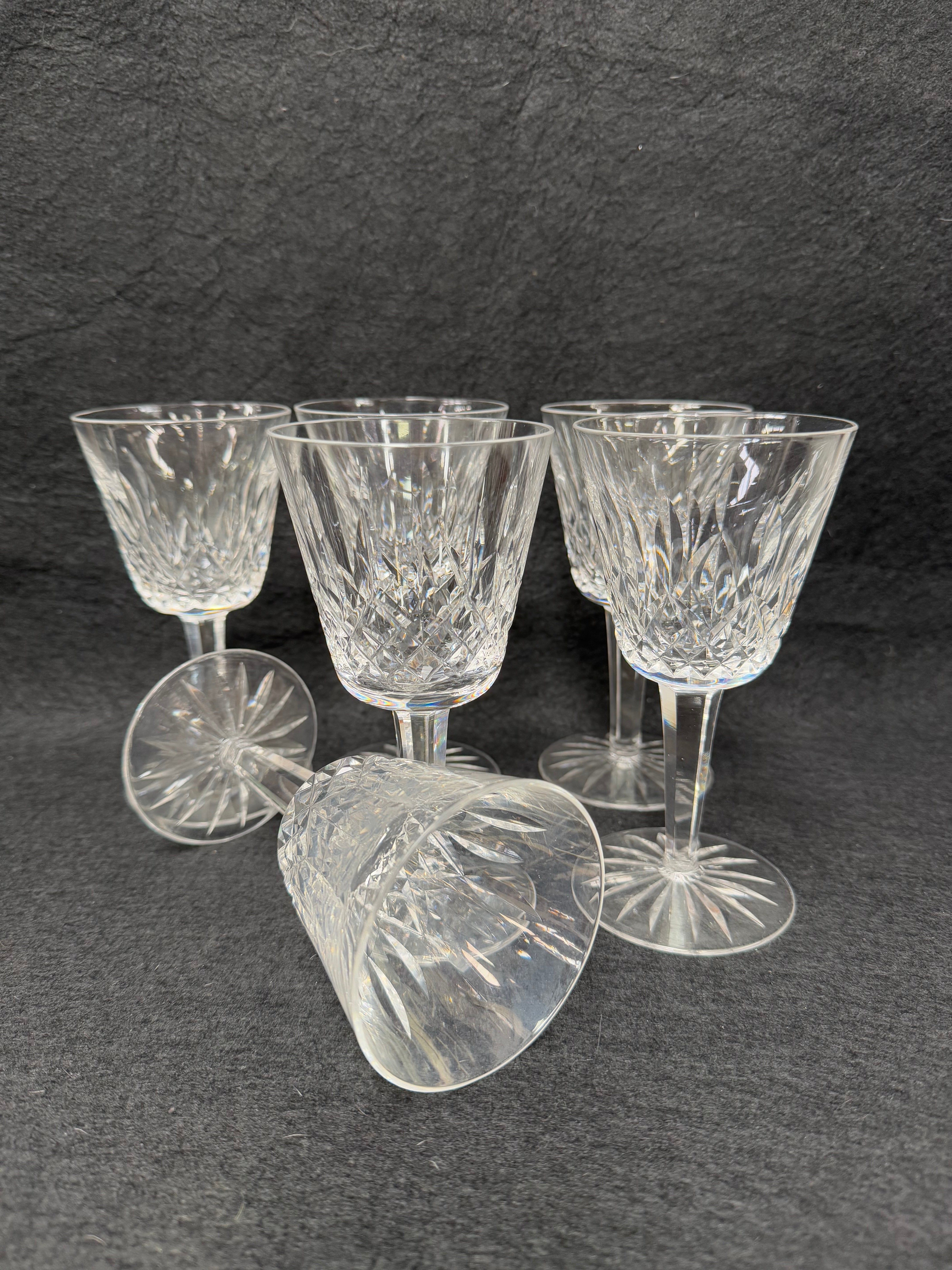Set of Six Vintage Waterford Crystal Wine Glasses With Lismore Pattern | Antique & Vintage | Moonee Ponds Antiques | Australia Wide