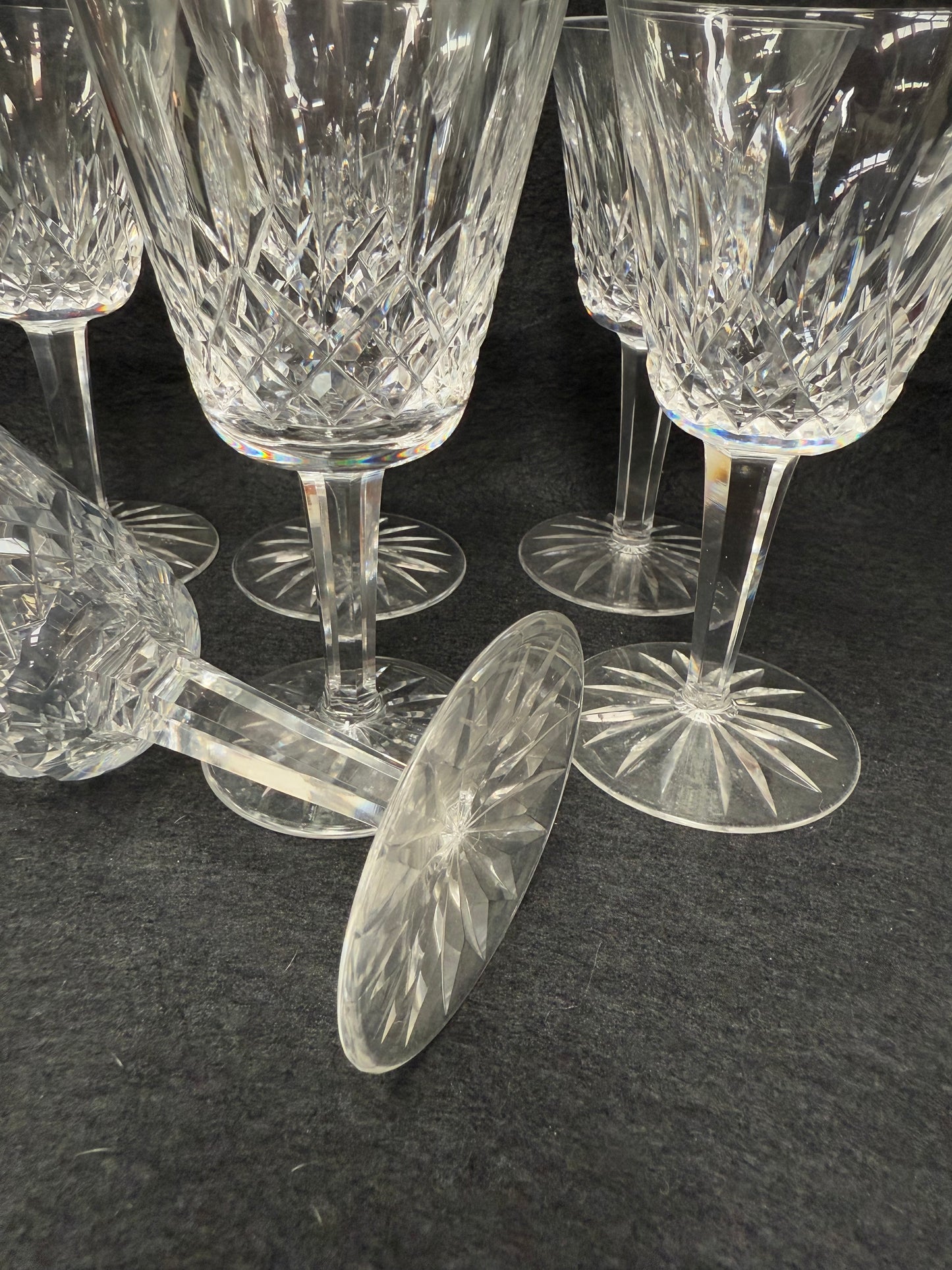 Set of Six Vintage Waterford Crystal Wine Glasses With Lismore Pattern
