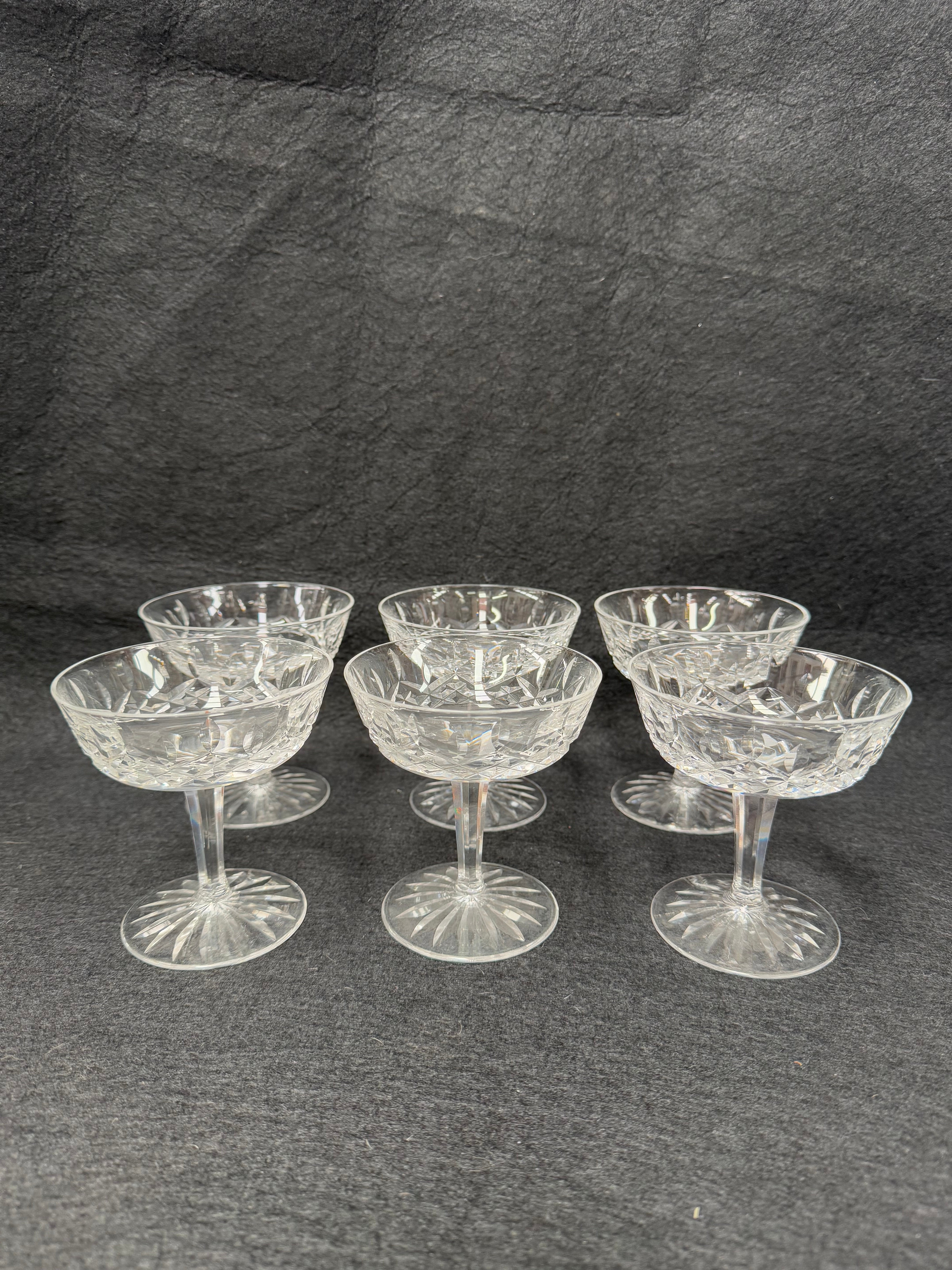 Set of 6 Vintage Waterford Crystal Champagne Glasses With Lismore Pattern | Antique & Vintage | Moonee Ponds Antiques | Australia Wide