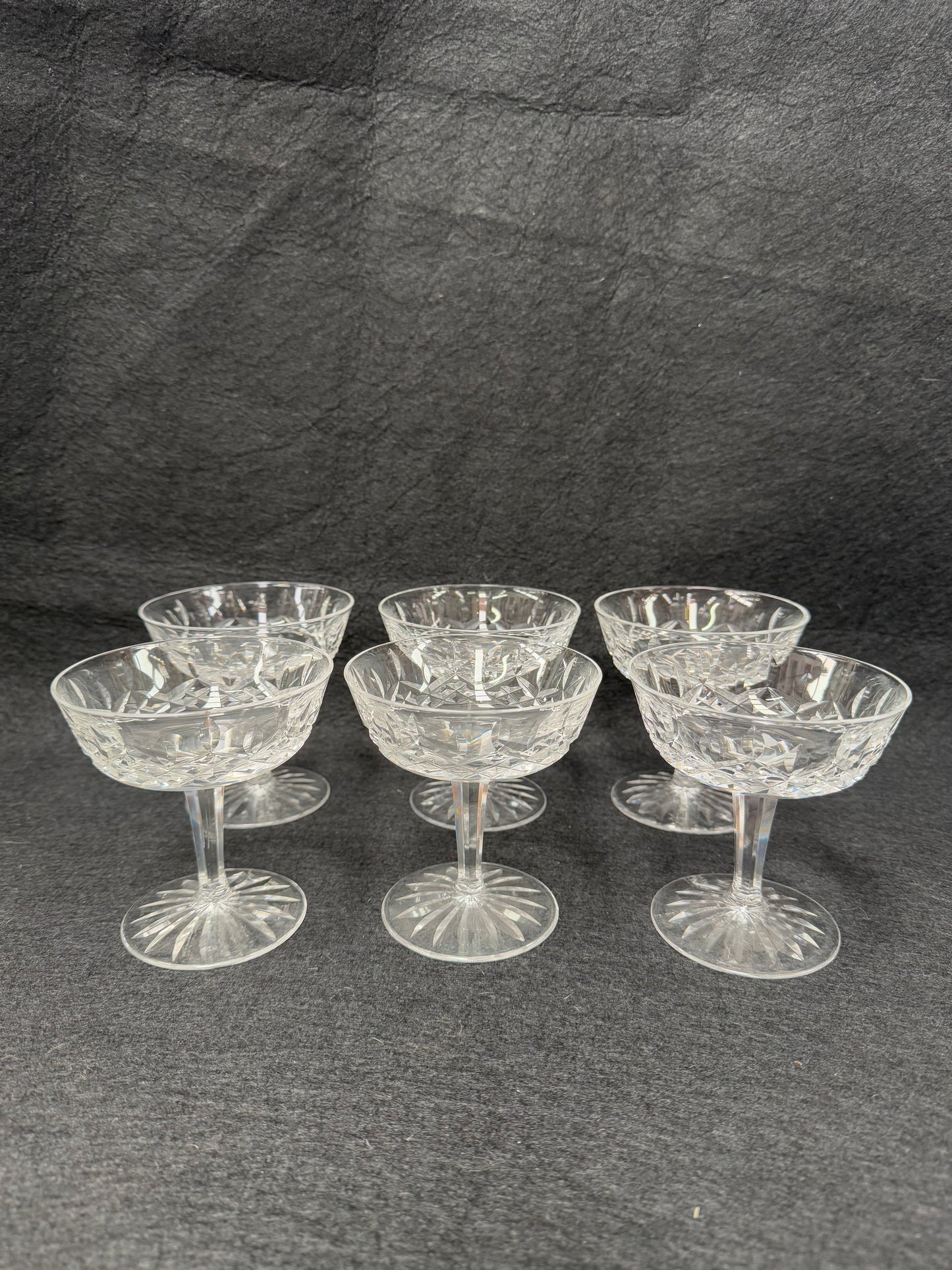 Set of 6 Vintage Waterford Crystal Champagne Glasses With Lismore Pattern