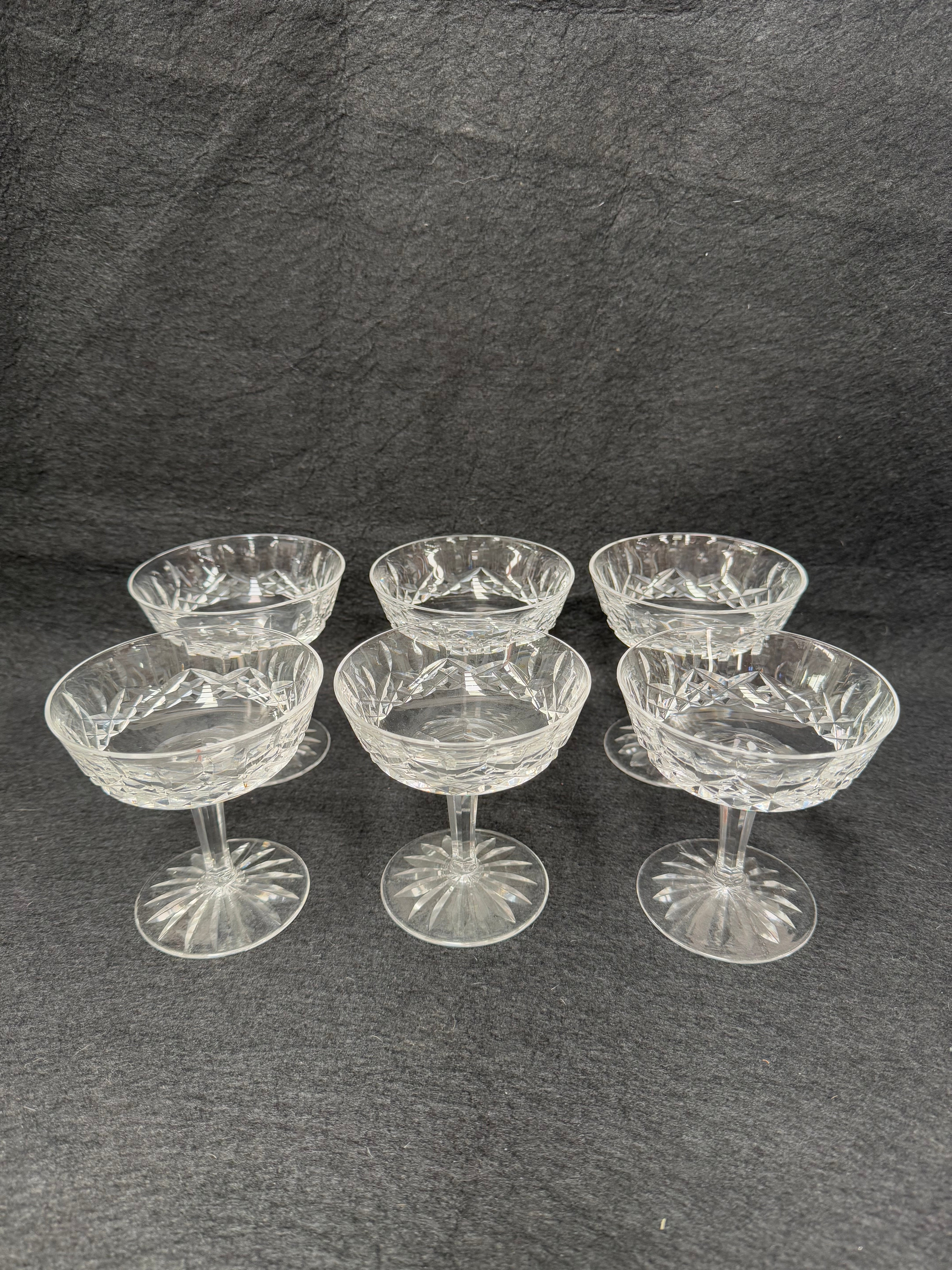 Set of 6 Vintage Waterford Crystal Champagne Glasses With Lismore Pattern | Antique & Vintage | Moonee Ponds Antiques | Australia Wide