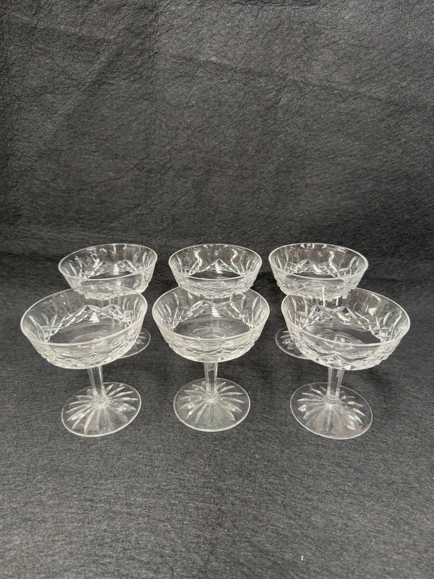 Set of 6 Vintage Waterford Crystal Champagne Glasses With Lismore Pattern