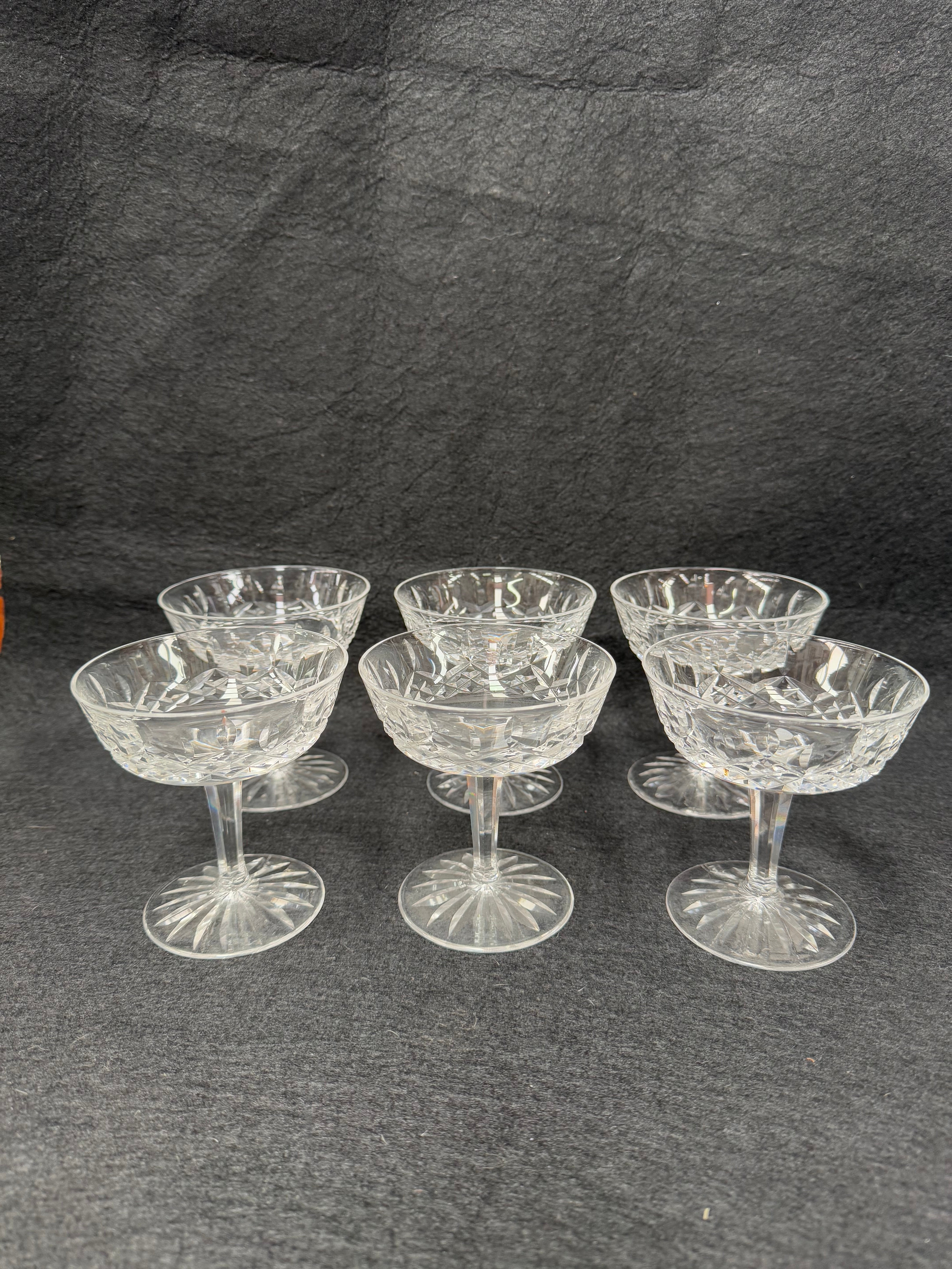 Set of 6 Vintage Waterford Crystal Champagne Glasses With Lismore Pattern | Antique & Vintage | Moonee Ponds Antiques | Australia Wide