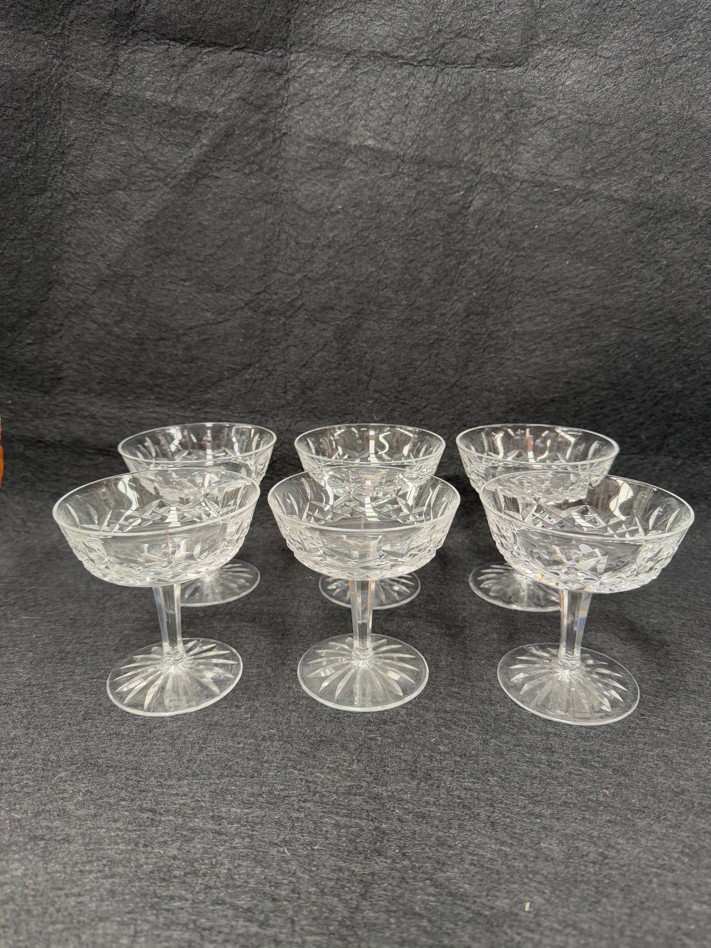 Set of 6 Vintage Waterford Crystal Champagne Glasses With Lismore Pattern