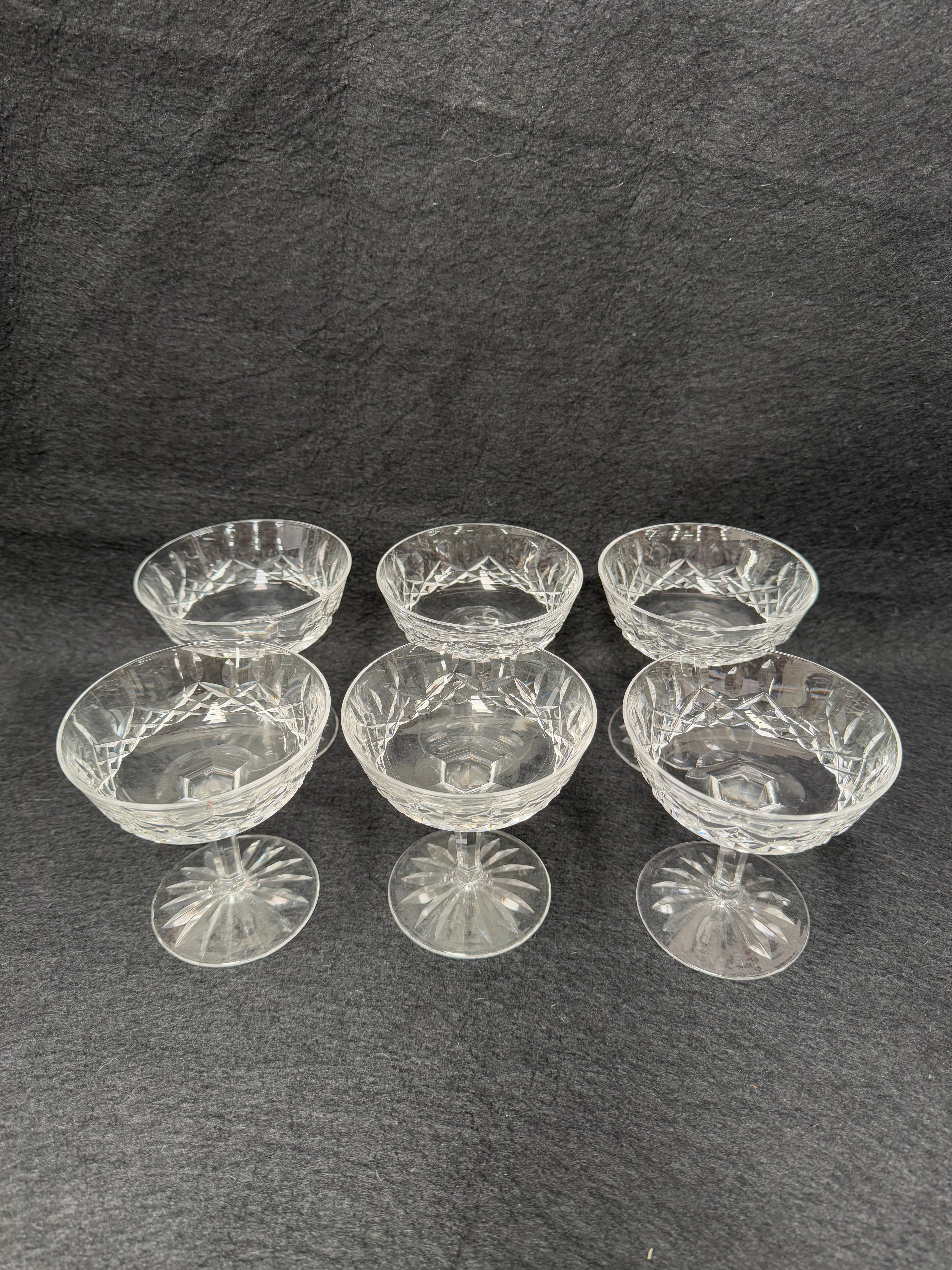 Set of 6 Vintage Waterford Crystal Champagne Glasses With Lismore Pattern | Antique & Vintage | Moonee Ponds Antiques | Australia Wide