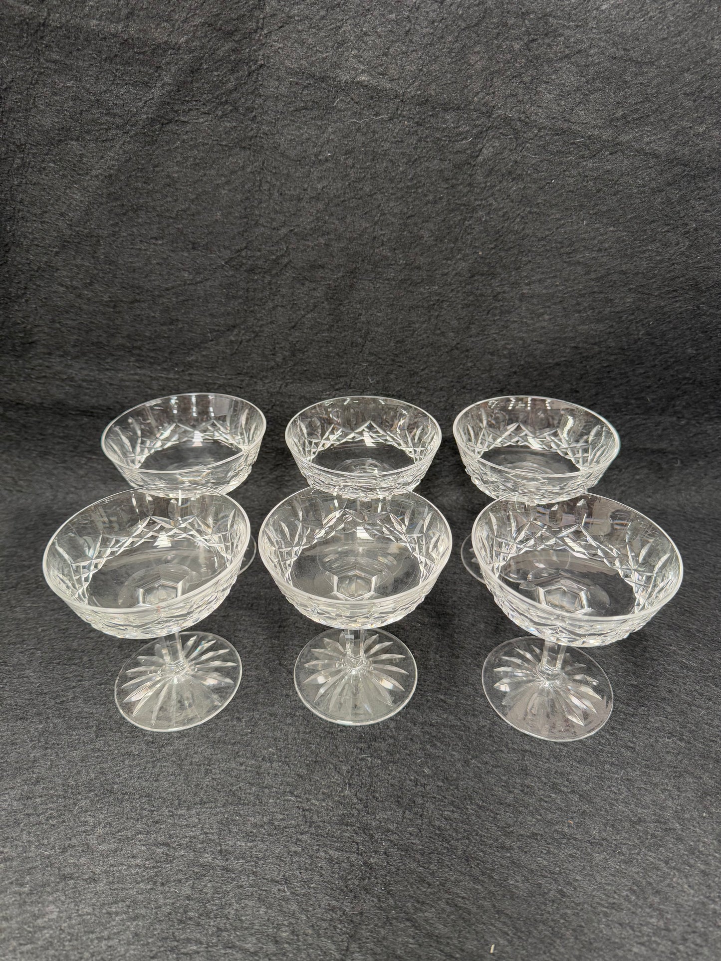 Set of 6 Vintage Waterford Crystal Champagne Glasses With Lismore Pattern