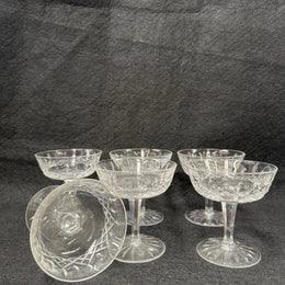 Set of 6 Vintage Waterford Crystal Champagne Glasses With Lismore Pattern