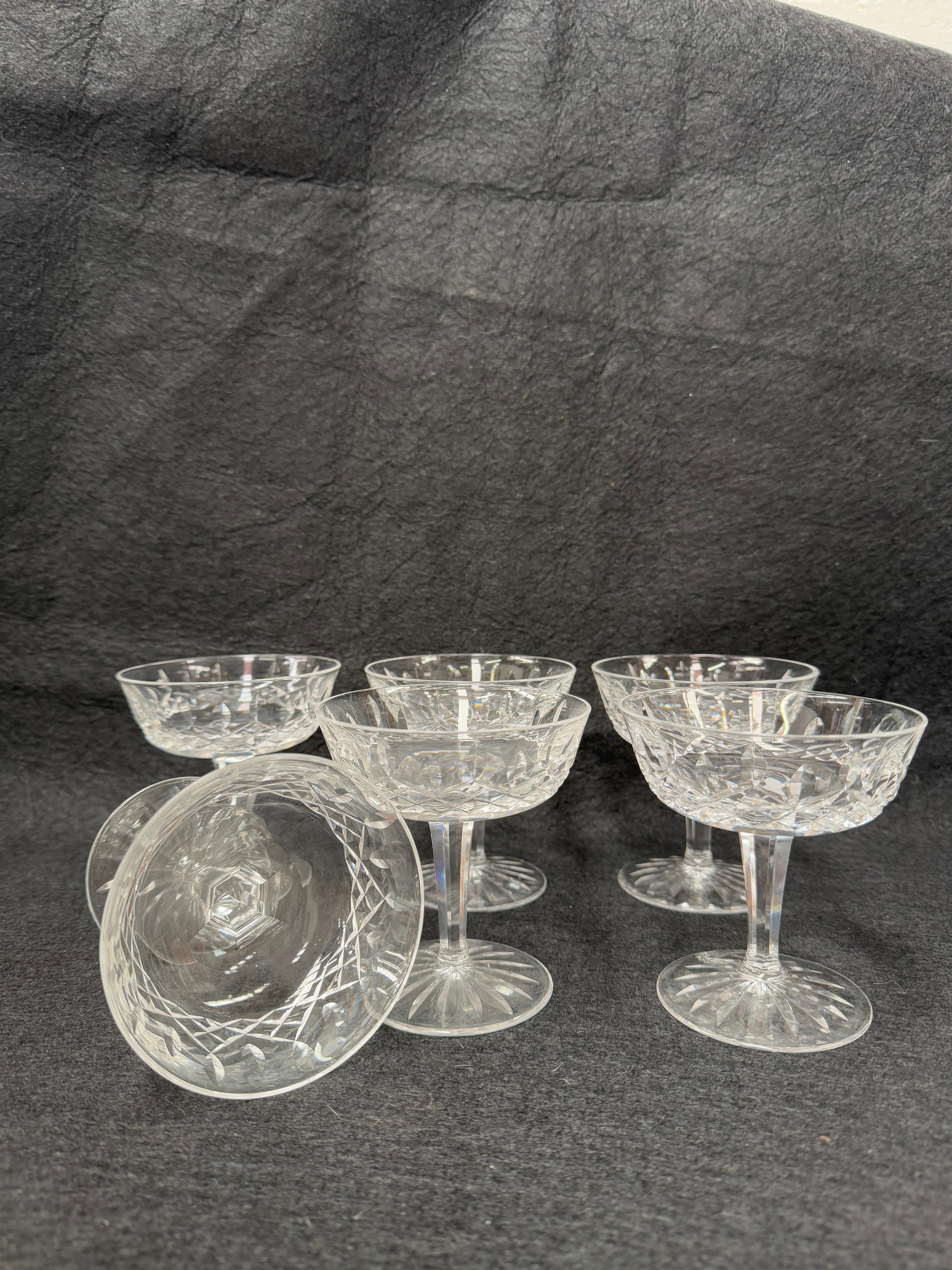 Set of 6 Vintage Waterford Crystal Champagne Glasses With Lismore Pattern | Antique & Vintage | Moonee Ponds Antiques | Australia Wide