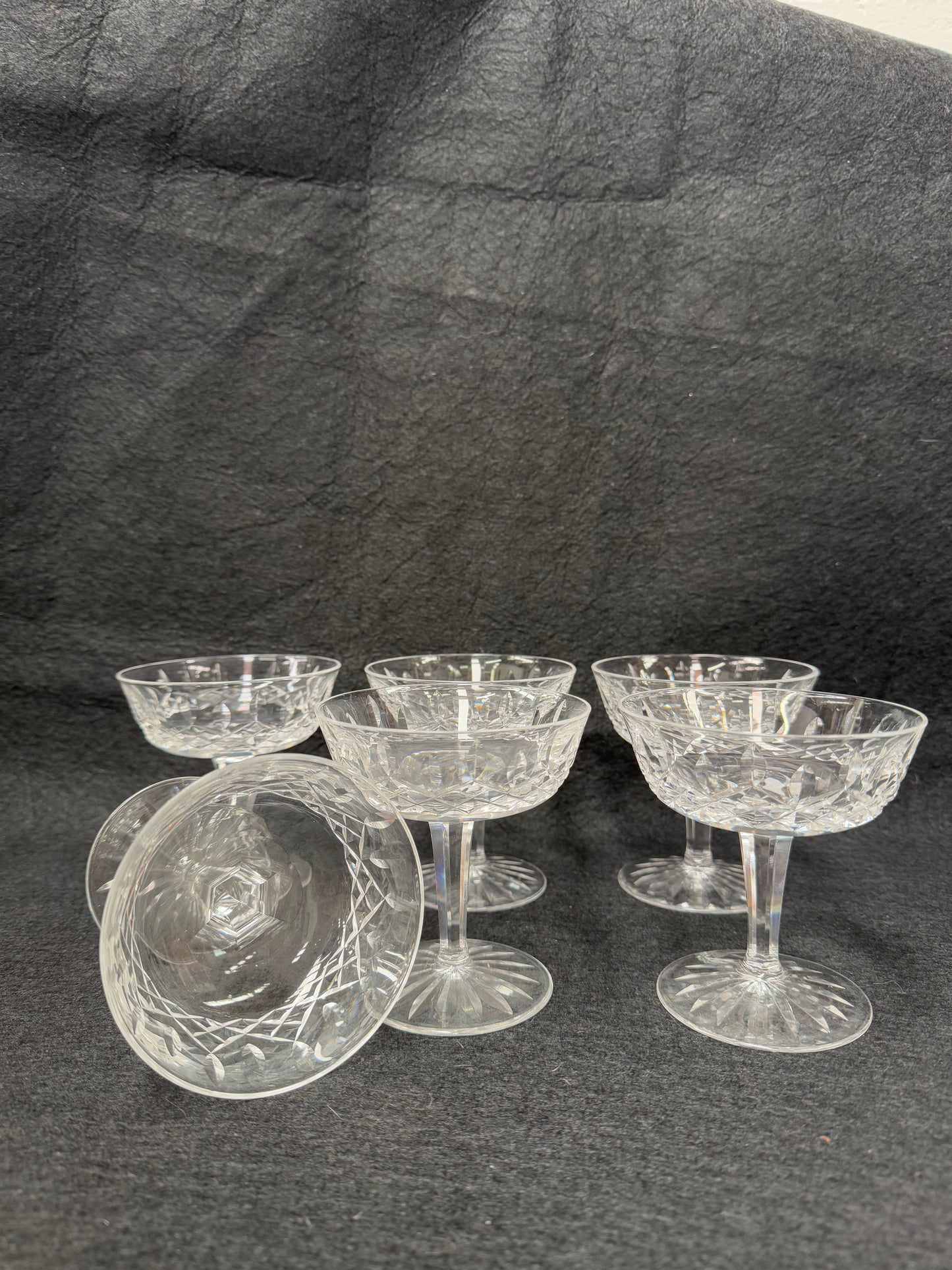Set of 6 Vintage Waterford Crystal Champagne Glasses With Lismore Pattern